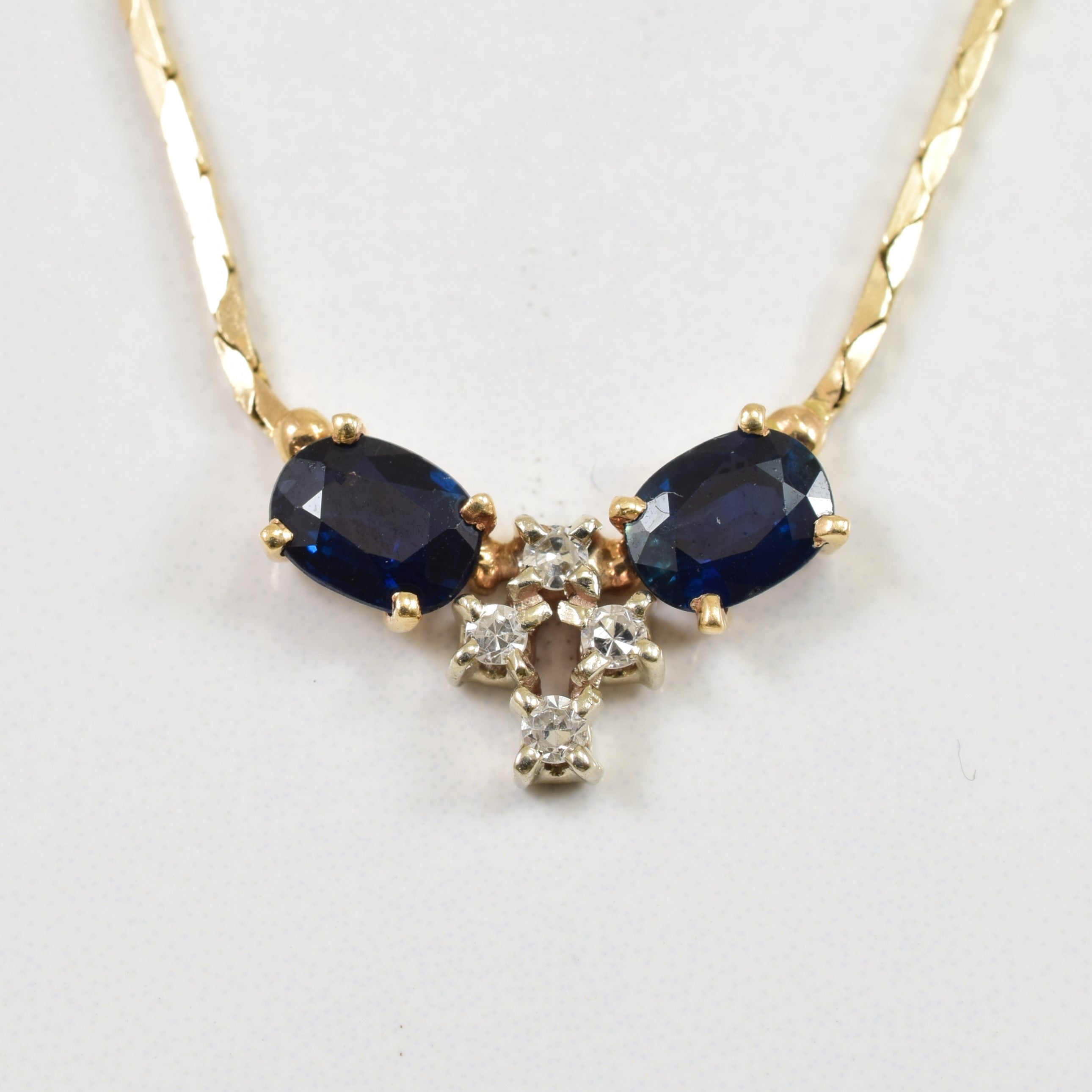 Blue Sapphire & Diamond Necklace | 0.08ctw, 1.00ctw | 16" |
