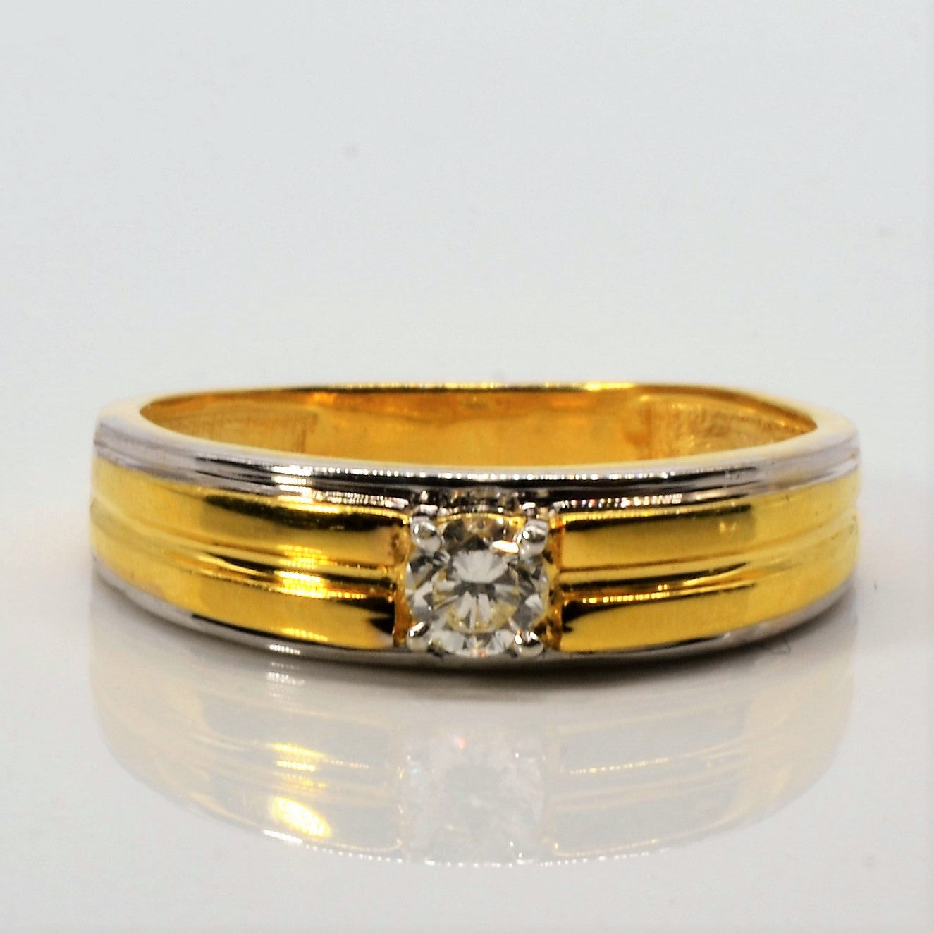 Solitaire Diamond Gold Band | 0.24ct | SZ 10 |