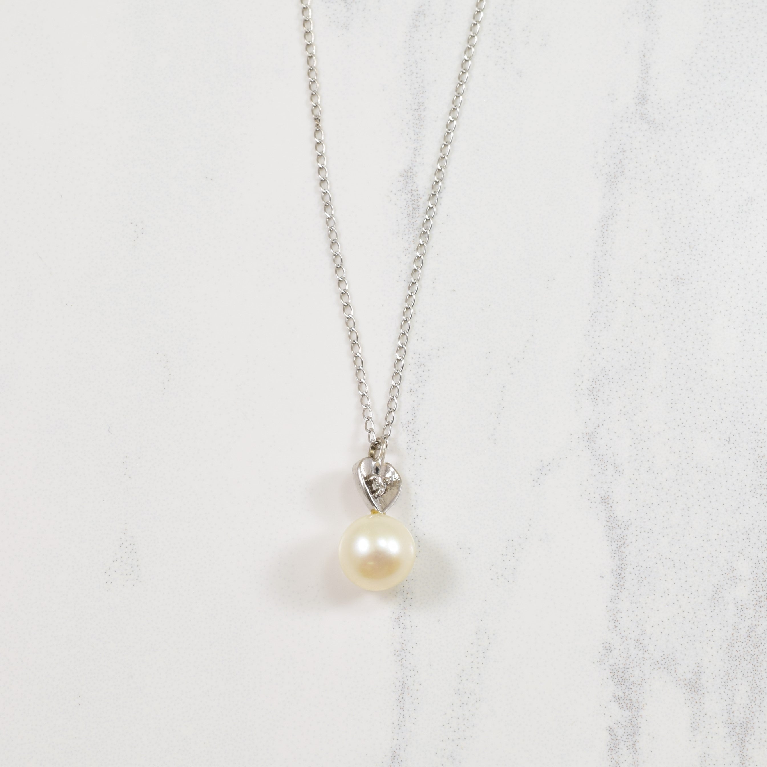 Pearl & Diamond Necklace | 0.01ct, 2.20ct | 16" |