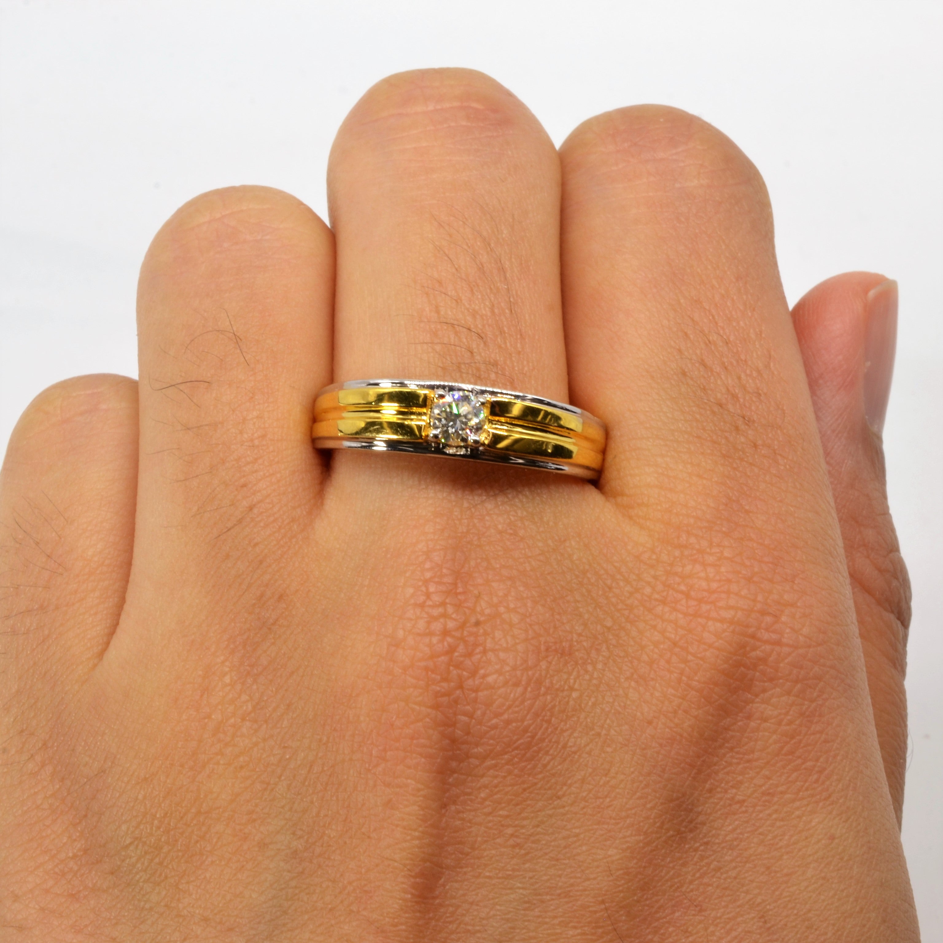 Solitaire Diamond Gold Band | 0.24ct | SZ 10 |