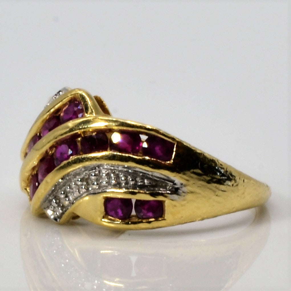 Bypass Diamond & Ruby Ring | 1.04ctw | 0.02ctw | SZ 4.75 |