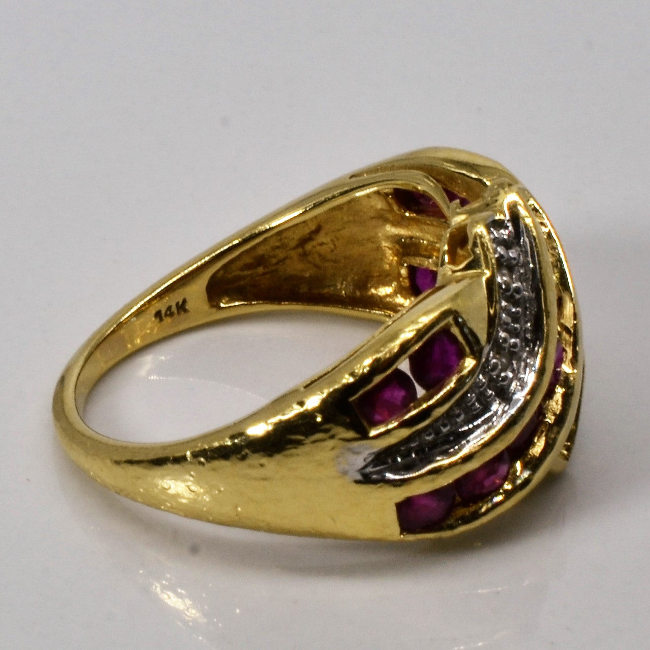 Bypass Diamond & Ruby Ring | 1.04ctw | 0.02ctw | SZ 4.75 |