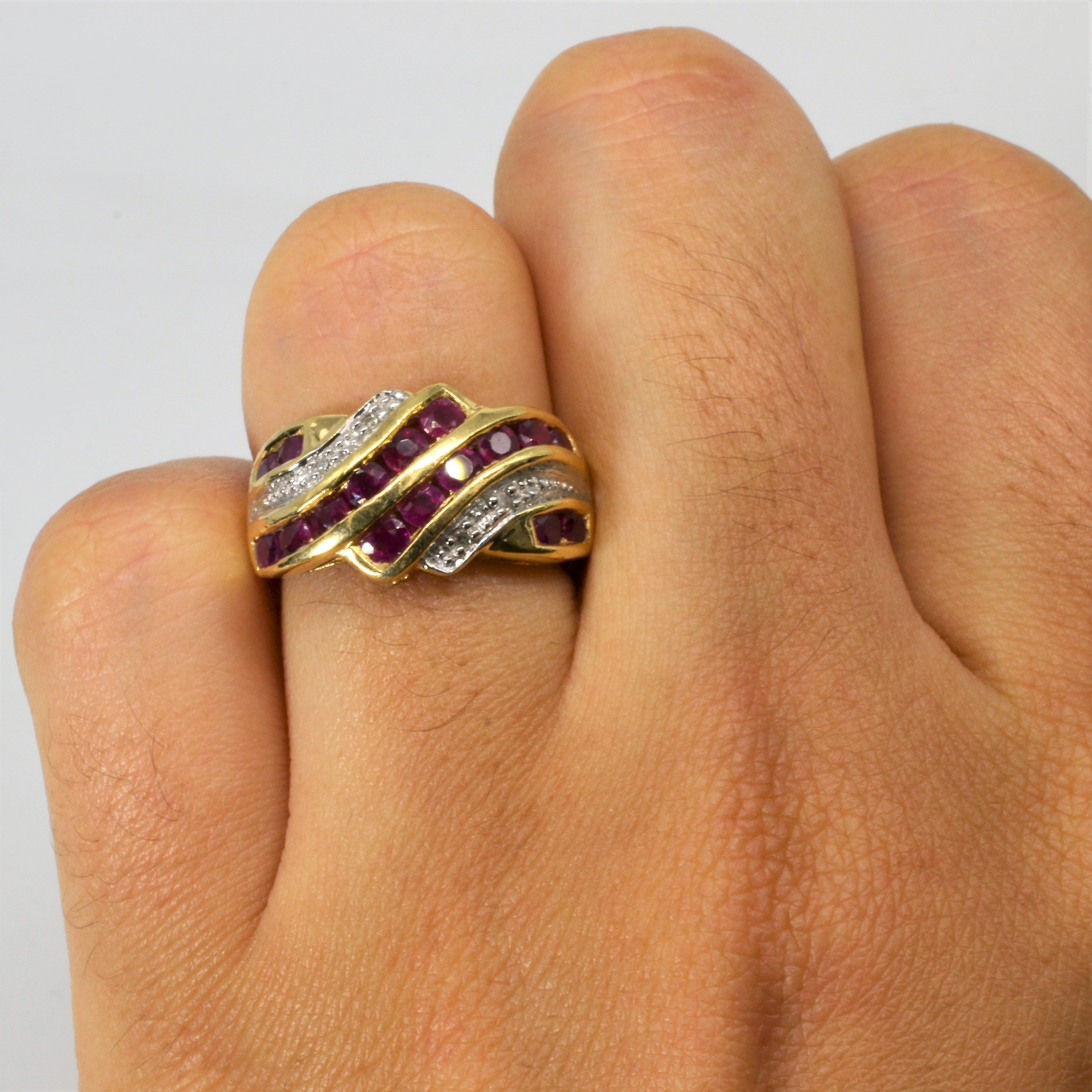 Bypass Diamond & Ruby Ring | 1.04ctw | 0.02ctw | SZ 4.75 |