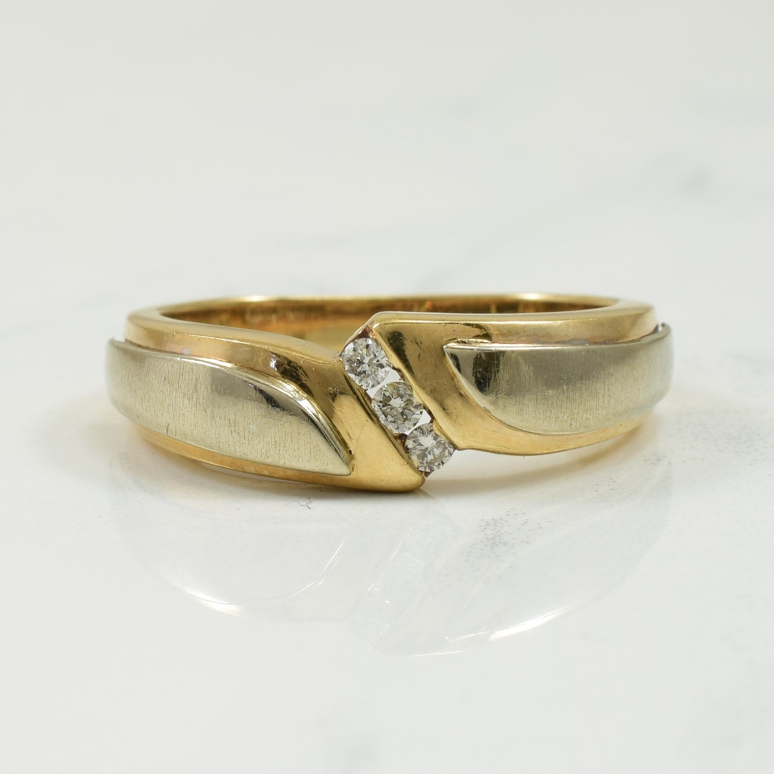 Three Diamond Two Tone Ring | 0.07ctw | SZ 7.5 |