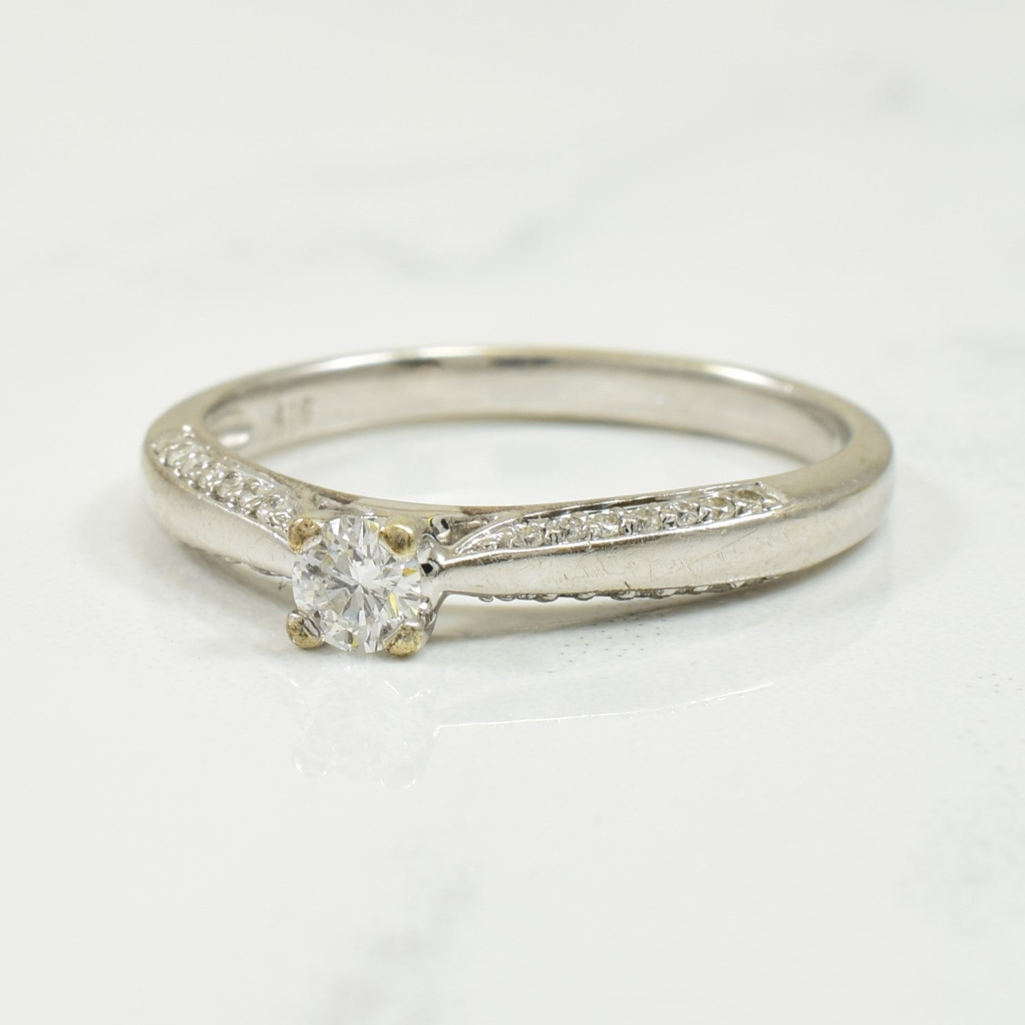 Diamond Solitaire Ring With Accents | 0.40ctw | SZ 7.25 |