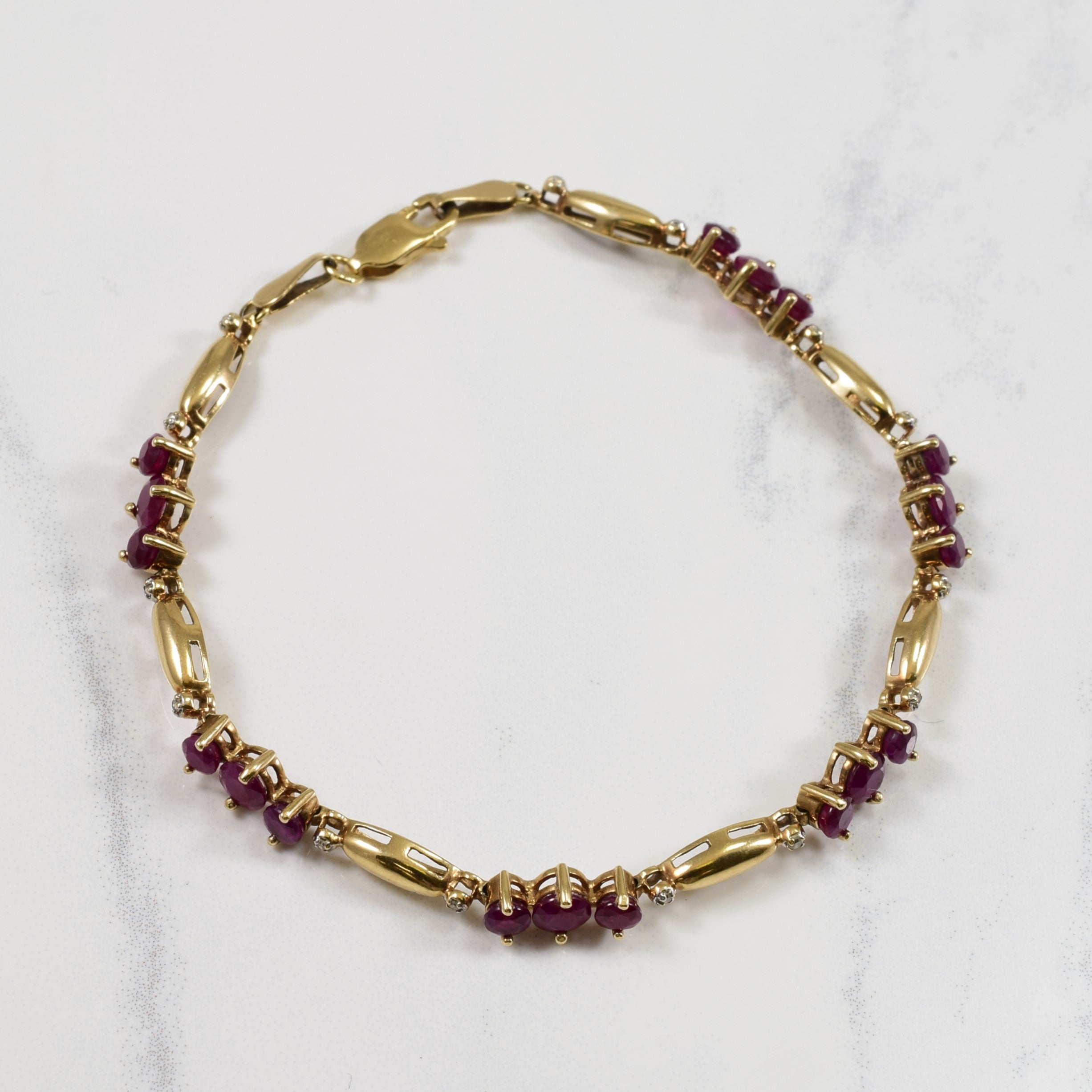 Ruby & Diamond Bracelet | 0.07ctw, 3.00ctw | 7" |