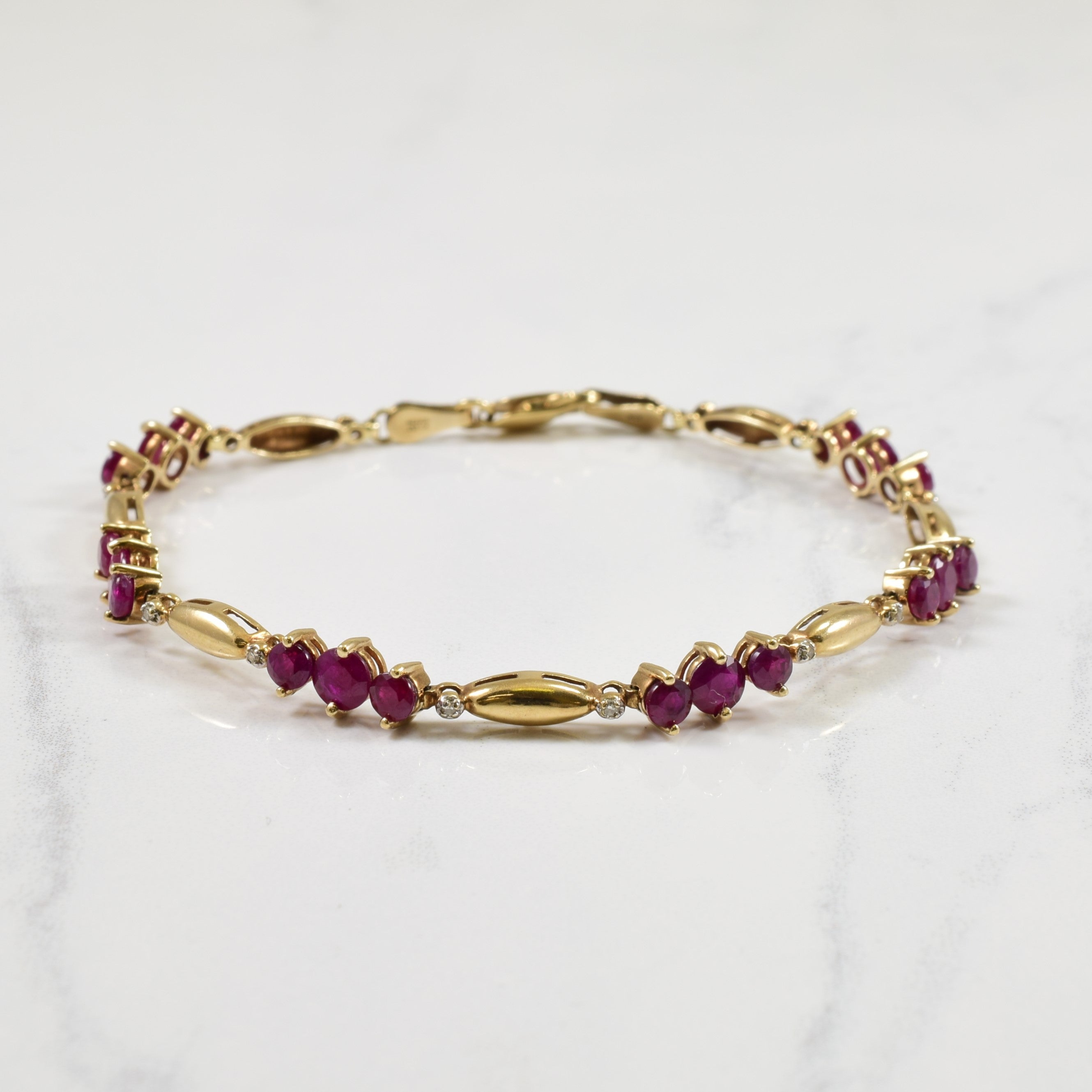 Ruby & Diamond Bracelet | 0.07ctw, 3.00ctw | 7" |