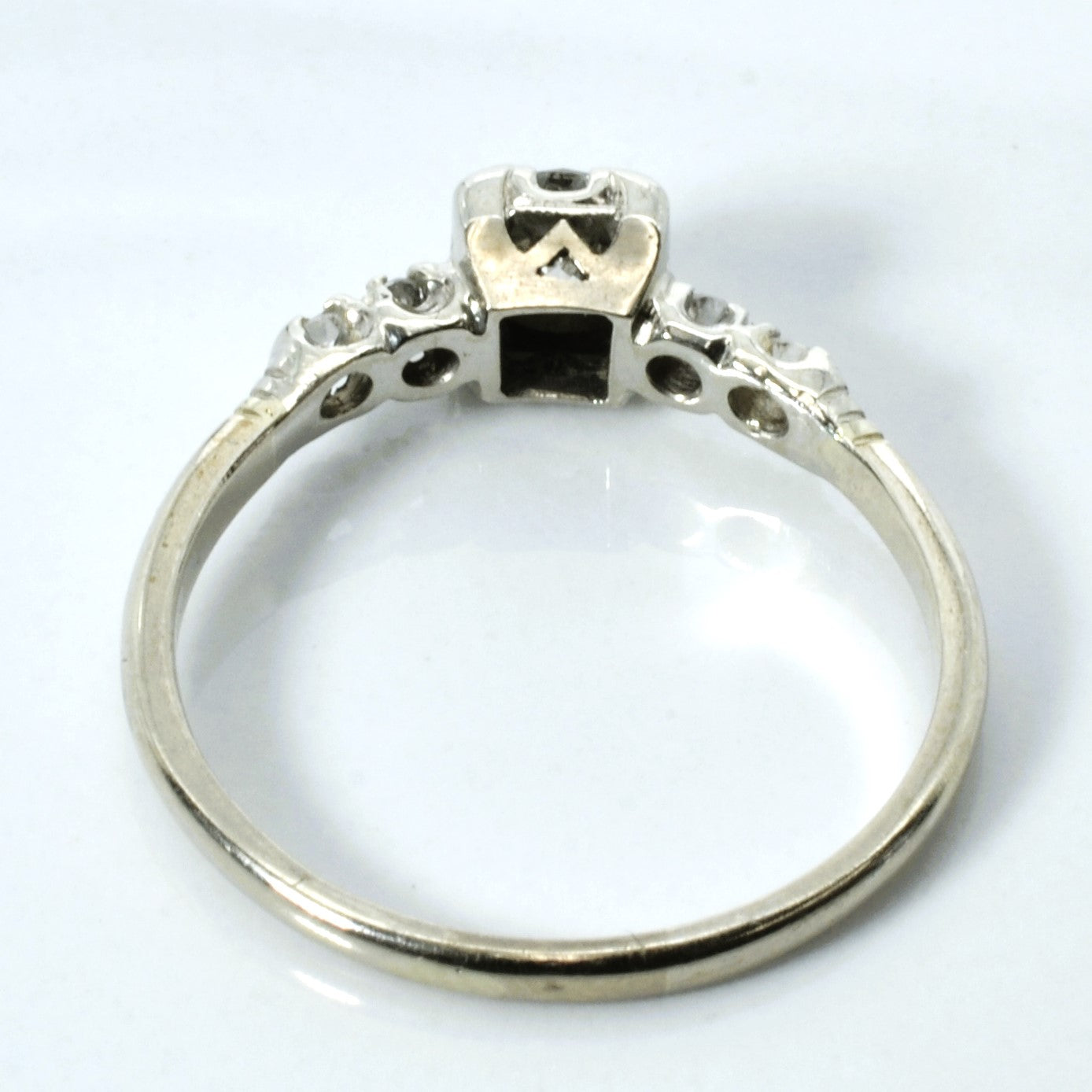 Solitaire with Accent Diamonds 14k Ring | 0.39ctw, 0.08ctw | SZ 8.5 |