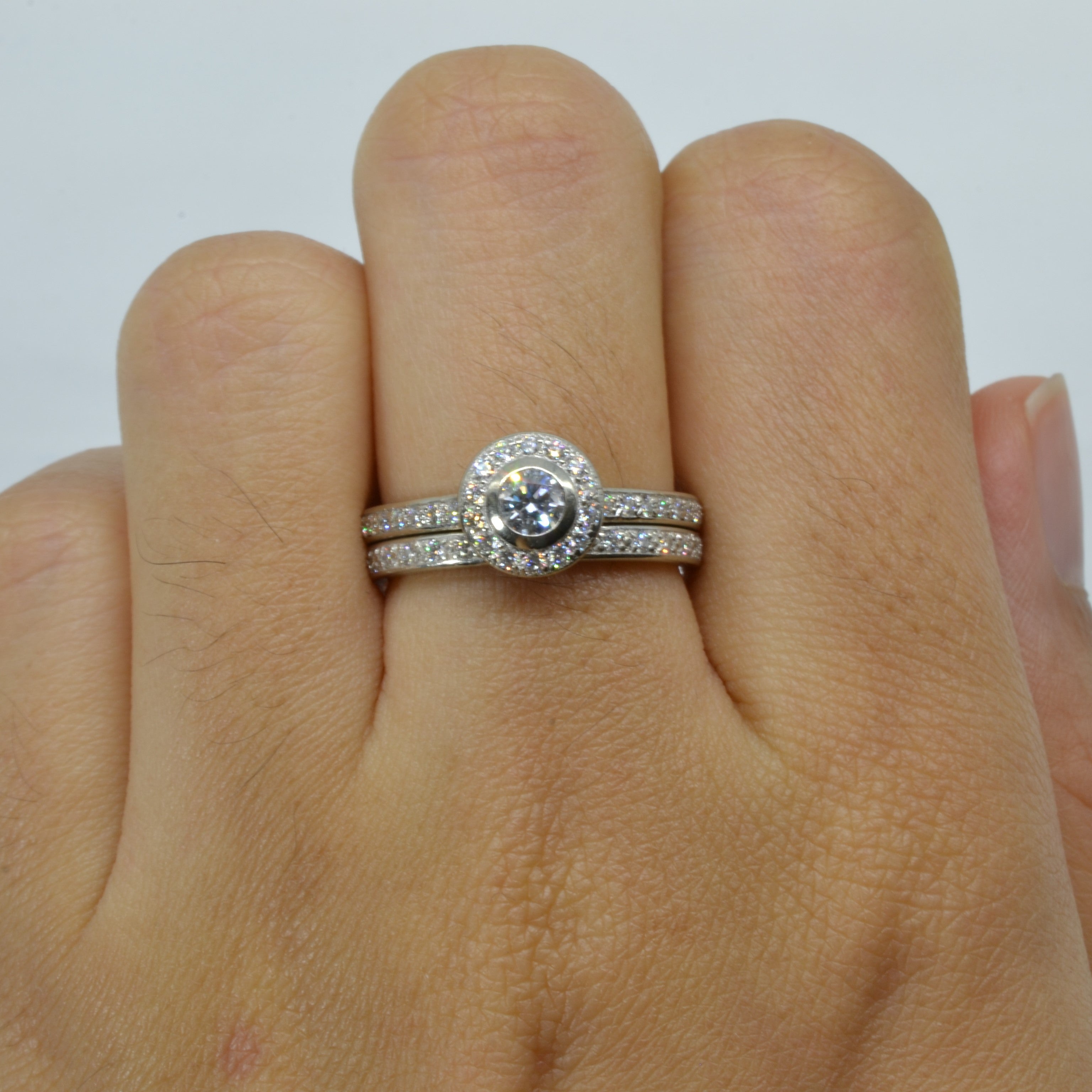 Halo Diamond Engagement Ring Set | 0.63ctw | SZ 7 |