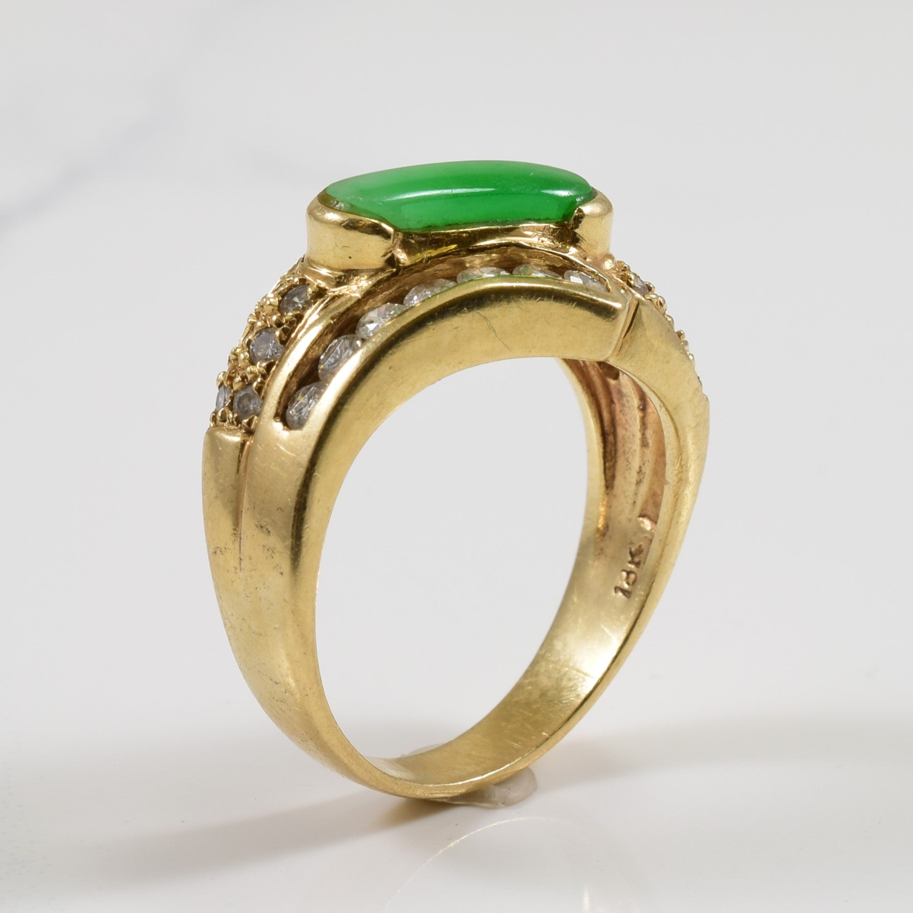 Jadeite & Diamond Ring | 0.54ctw, 0.75ct | SZ 7 |