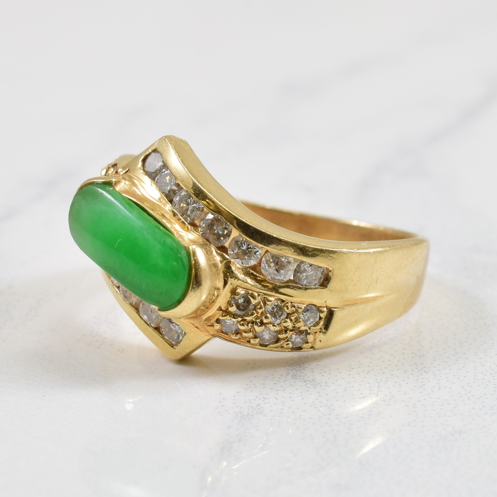 Jadeite & Diamond Ring | 0.54ctw, 0.75ct | SZ 7 |