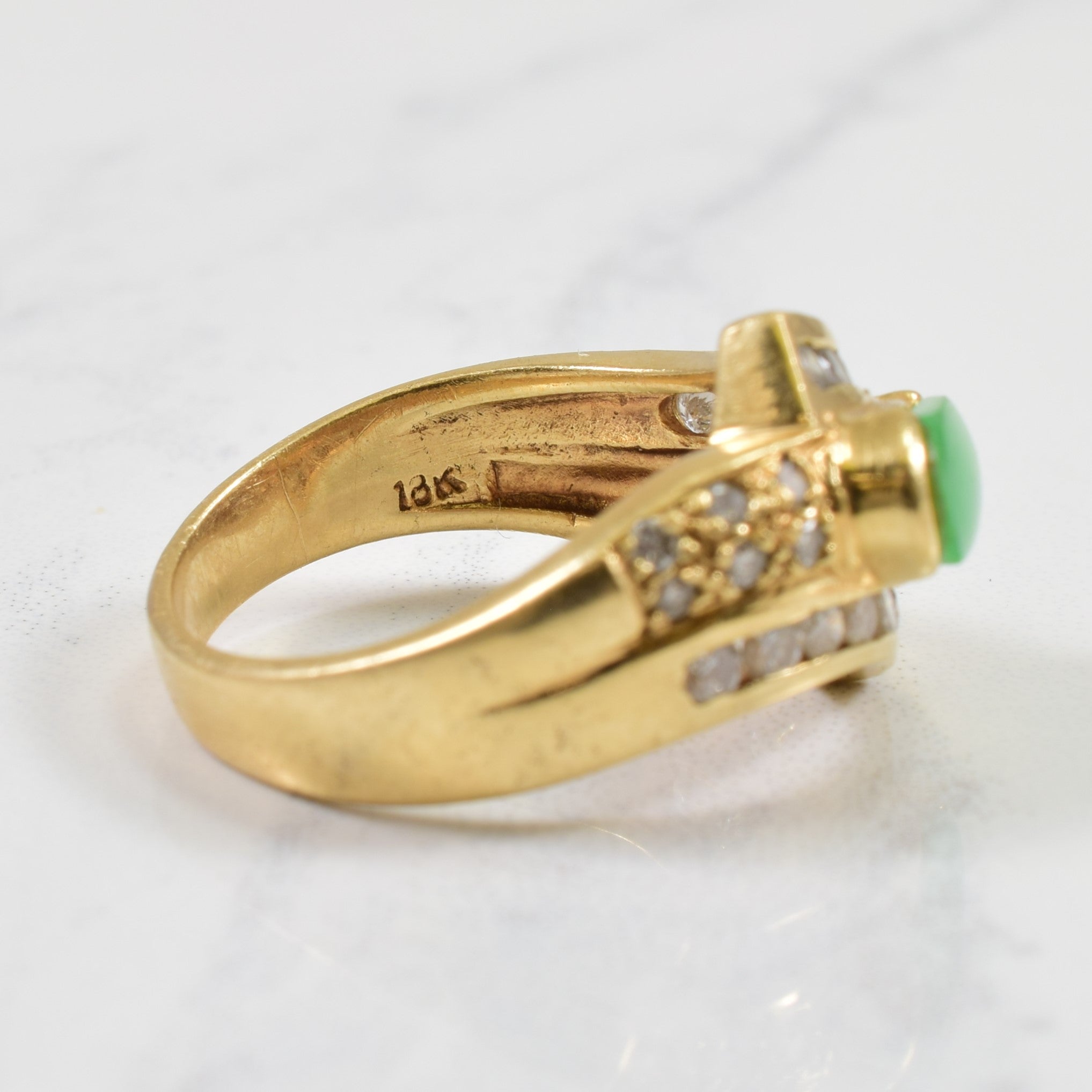 Jadeite & Diamond Ring | 0.54ctw, 0.75ct | SZ 7 |