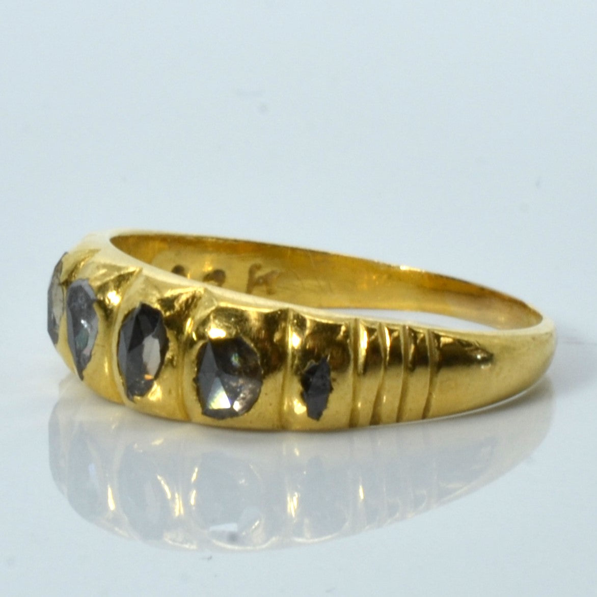 Antique Rose Cut Diamond 22K Gold Ring | 0.55ctw | SZ 7.75 |