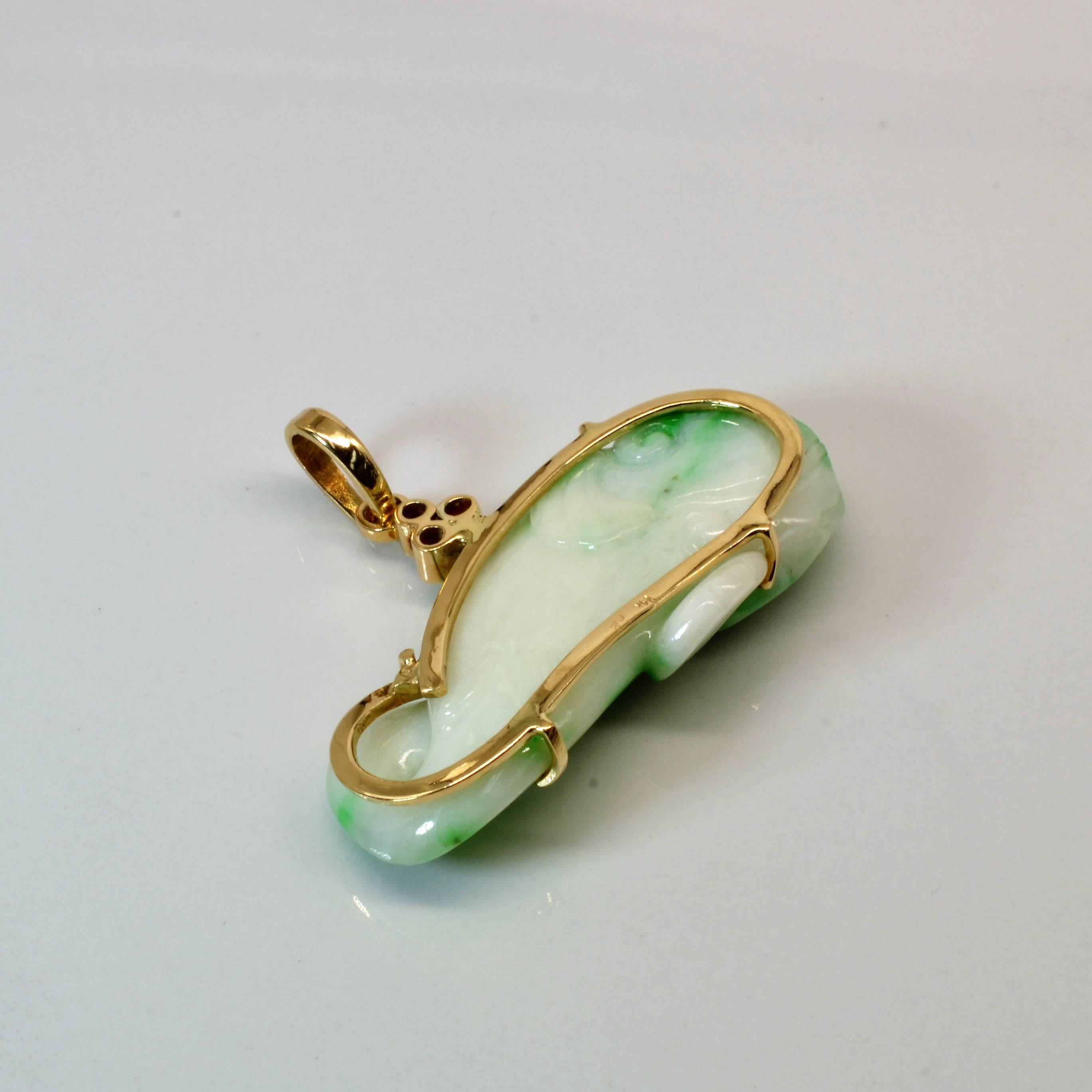 Cluster Diamond & Jadeite Gold Pendant | 0.50ct | 0.12ctw |