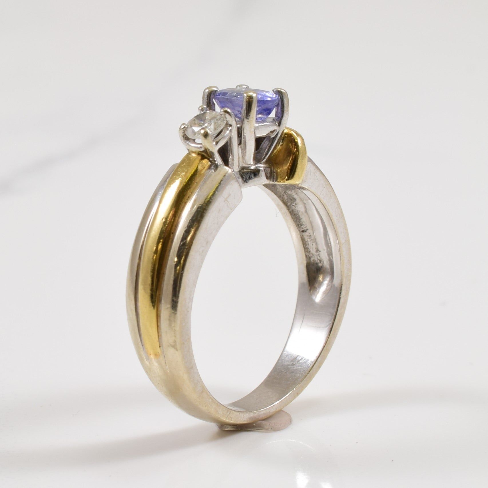 Tanzanite & Diamond Two Tone Ring | 0.10ctw, 0.35ct | SZ 5.5 |