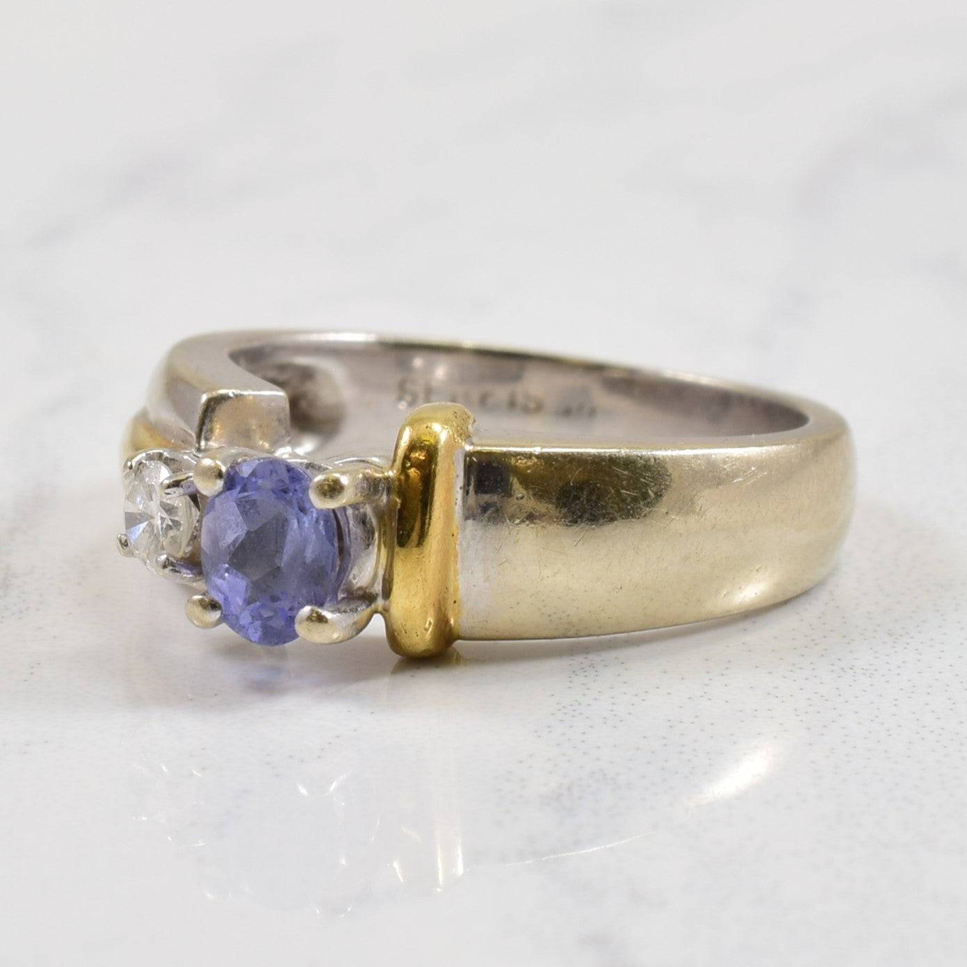 Tanzanite & Diamond Two Tone Ring | 0.10ctw, 0.35ct | SZ 5.5 |