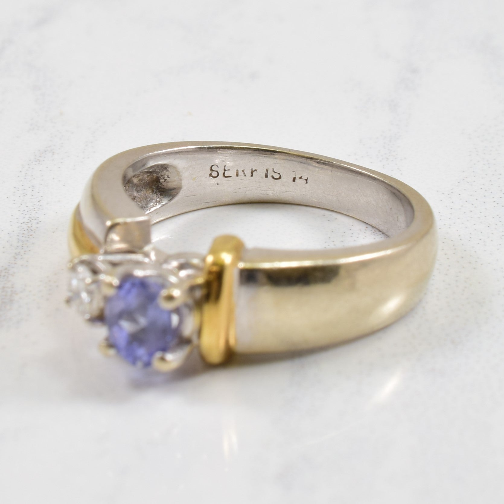 Tanzanite & Diamond Two Tone Ring | 0.10ctw, 0.35ct | SZ 5.5 |
