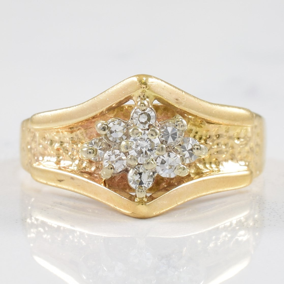 Bague chevron sertie de diamants en grappe | 0,20 ct | Taille 7,5 |
