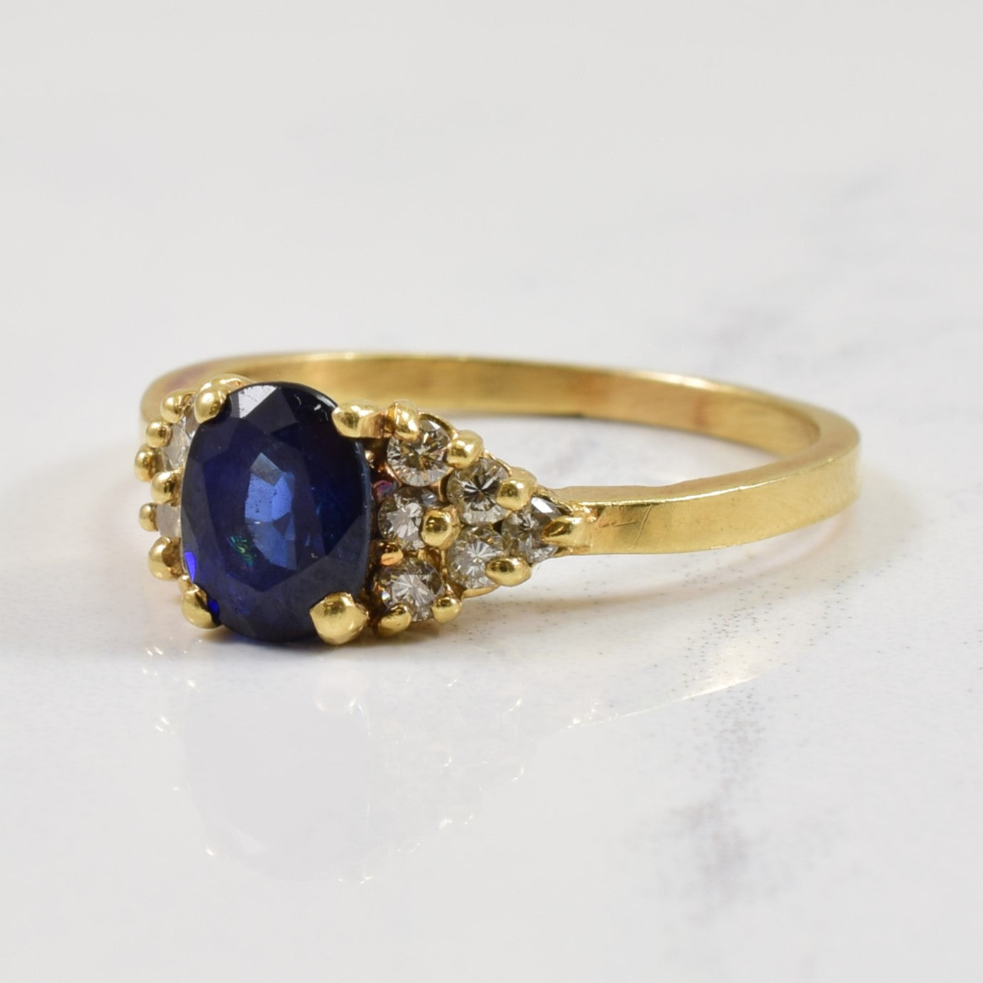 Blue Sapphire & Diamond Cluster Ring | 0.24ctw, 1.00ct | SZ 7 |