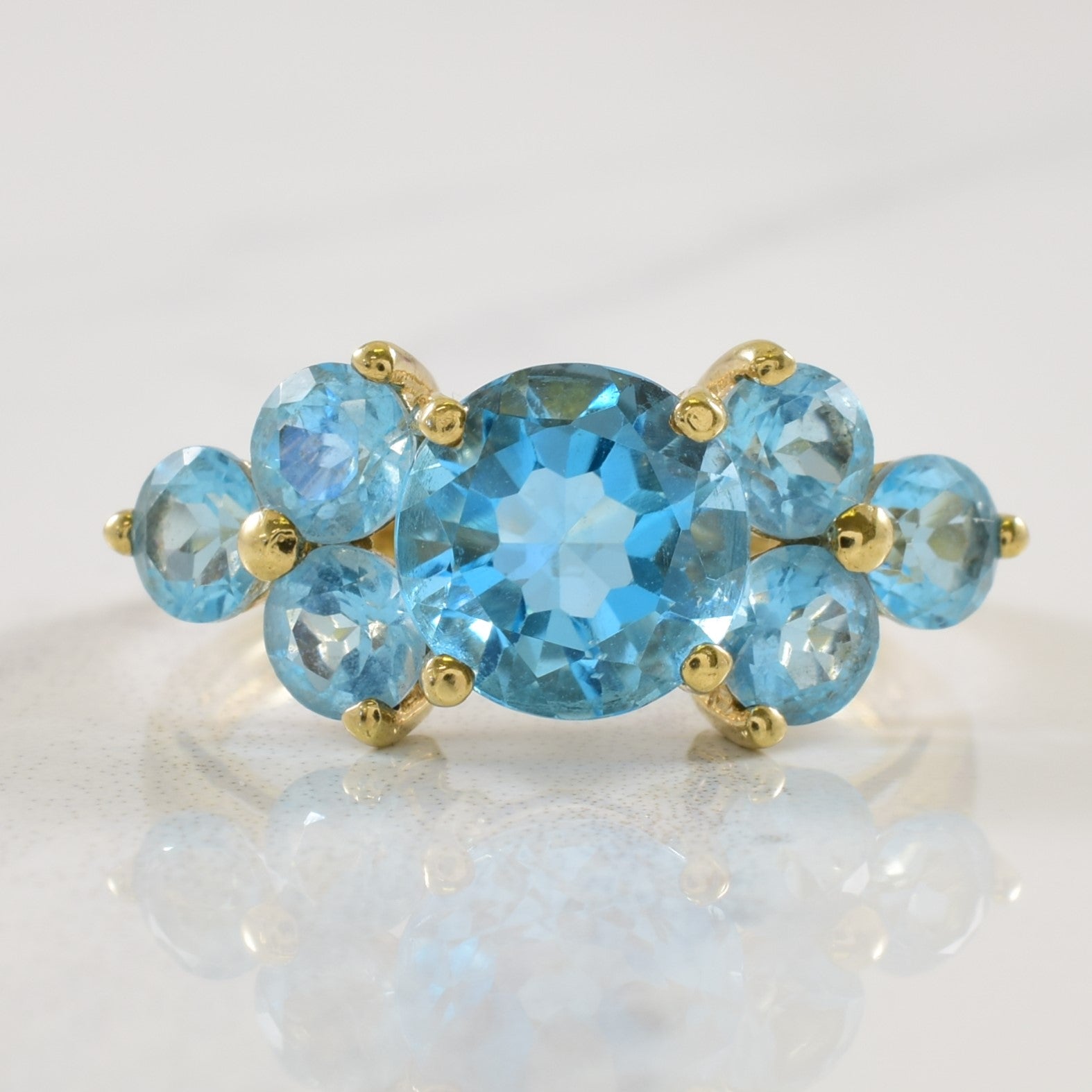 Cluster Blue Topaz Ring | 4.00ctw | SZ 7 |