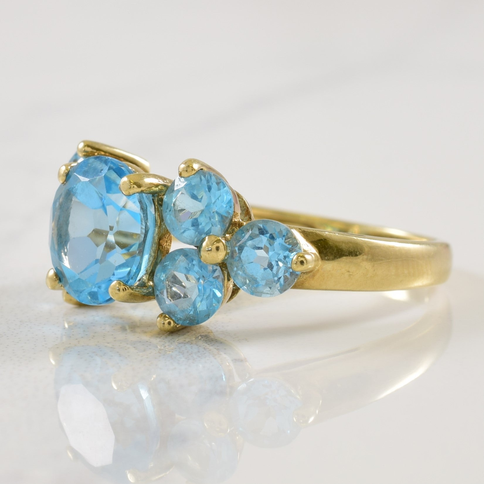 Cluster Blue Topaz Ring | 4.00ctw | SZ 7 |