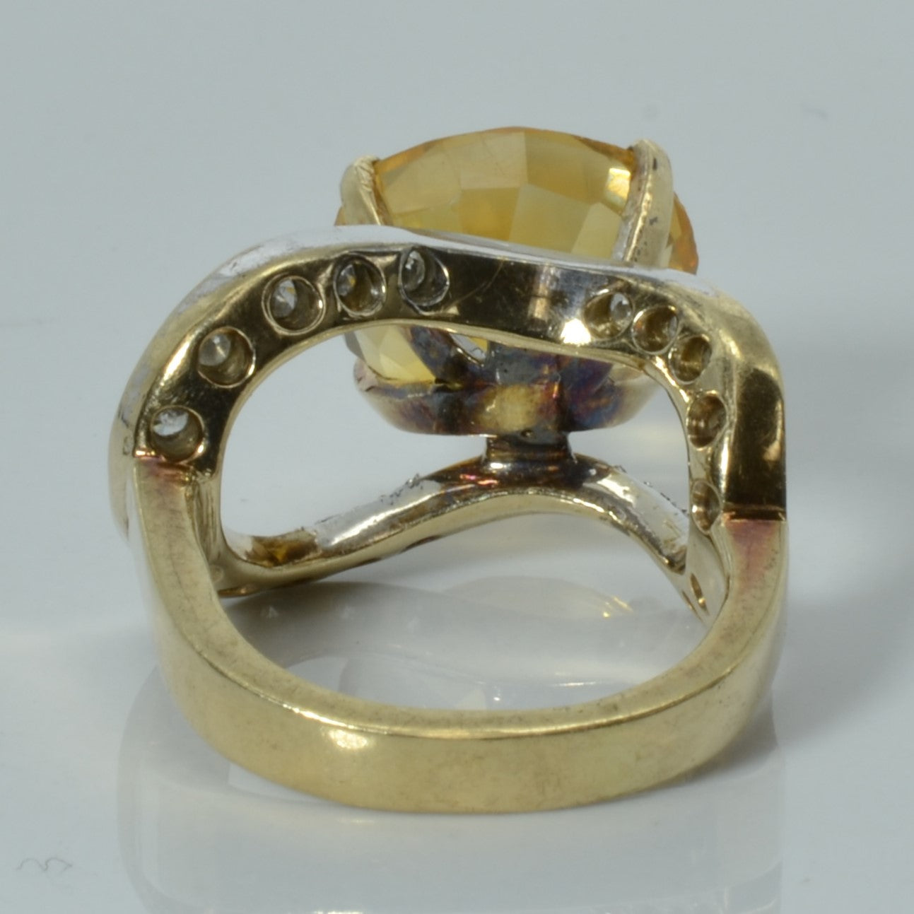 Citrine & Diamond Cocktail Ring | 6.50ct | 0.50ctw | SZ 4.5 |