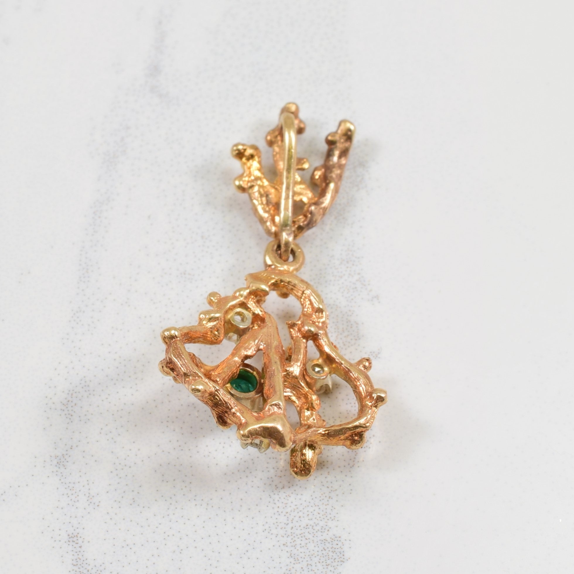 Emerald & Diamond Organic Shaped Pendant | 0.09ctw, 0.10ct |