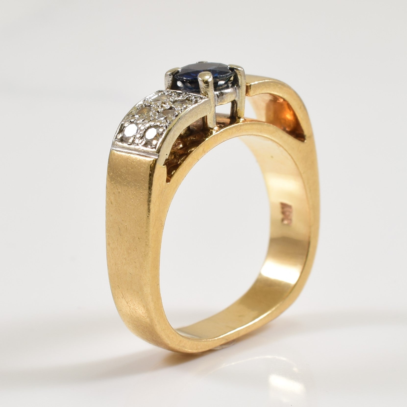 Blue Sapphire & Diamond Ring | 0.06ctw, 0.40ct | SZ 4 |