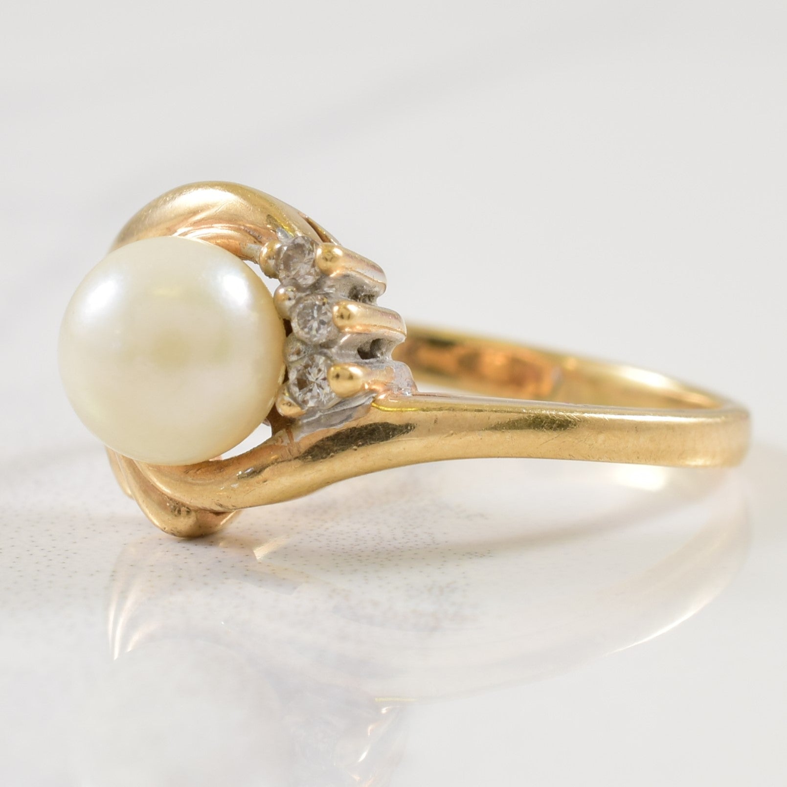 Pearl & Diamond Bypass Ring | 1.50ct, 0.03ctw | SZ 4.75 |