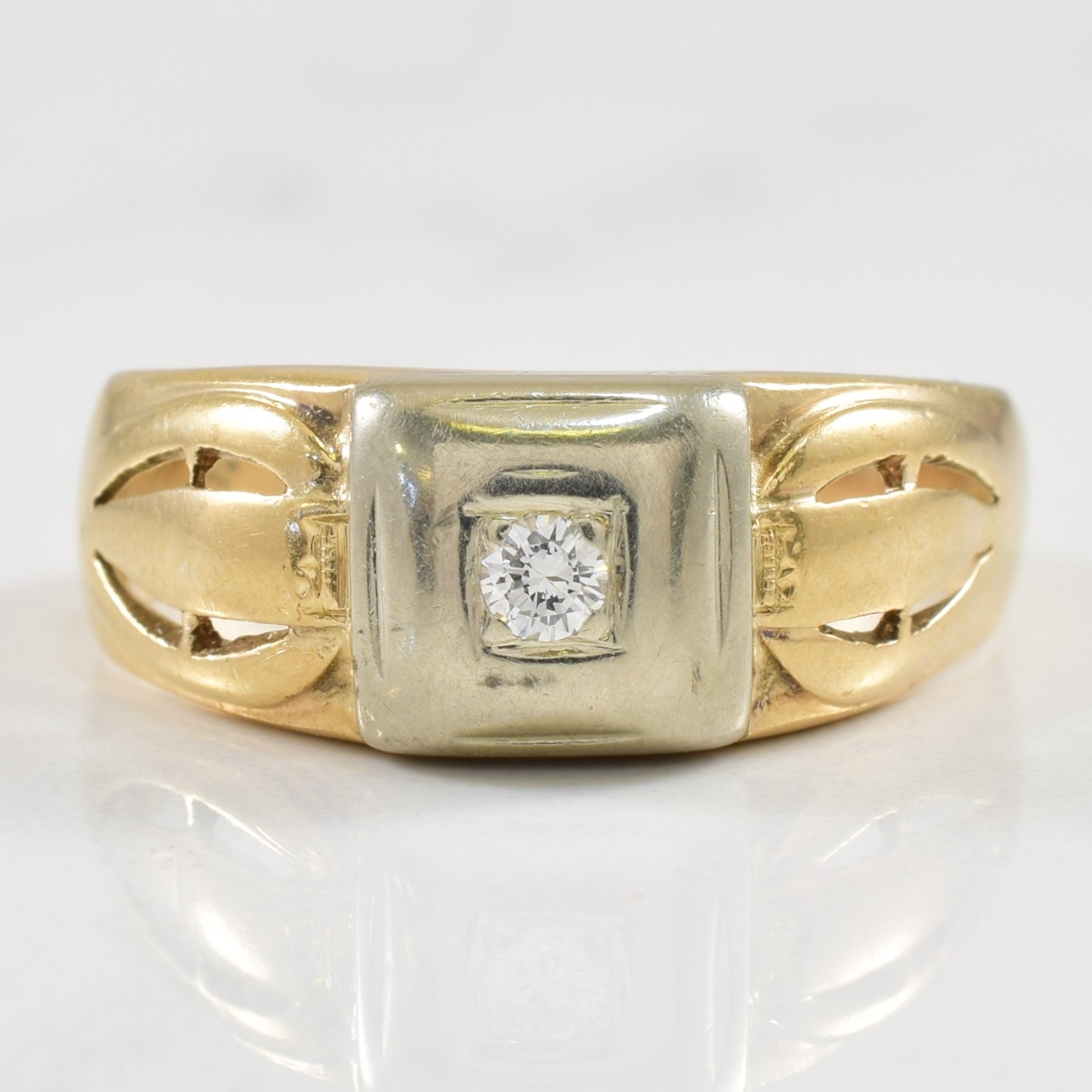 Two Tone Gold Solitaire Diamond Ring | 0.06ct | SZ 8 |