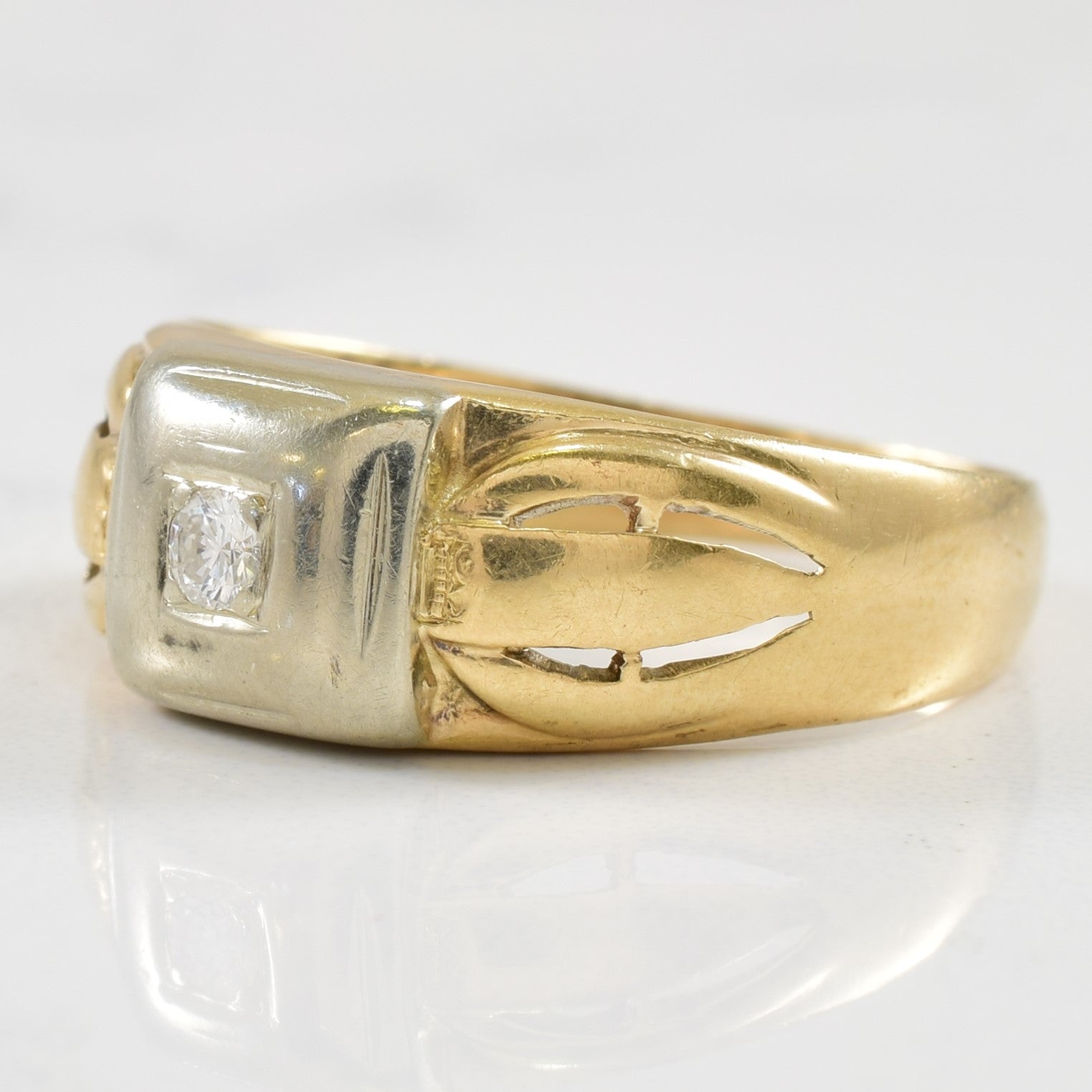 Two Tone Gold Solitaire Diamond Ring | 0.06ct | SZ 8 |