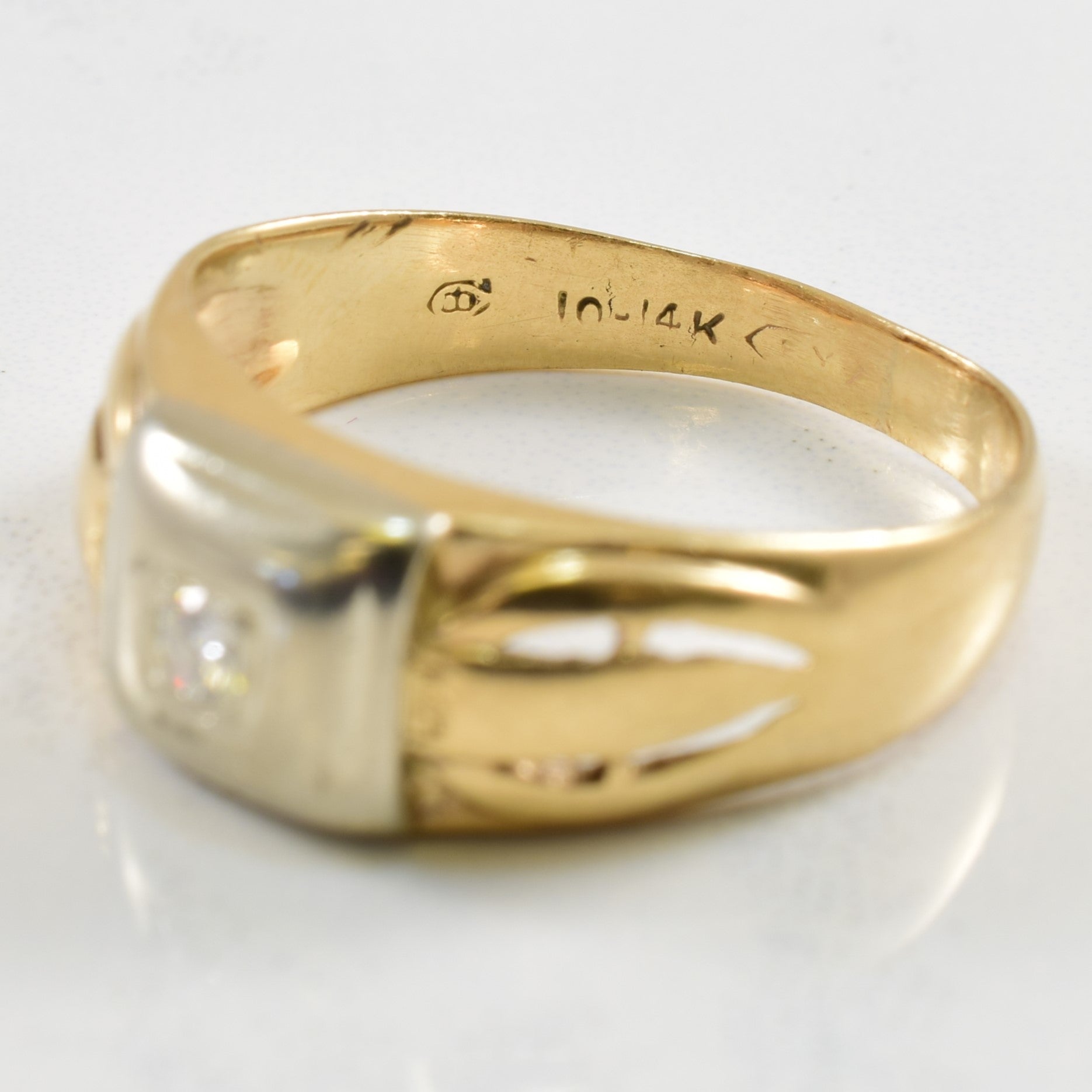Two Tone Gold Solitaire Diamond Ring | 0.06ct | SZ 8 |