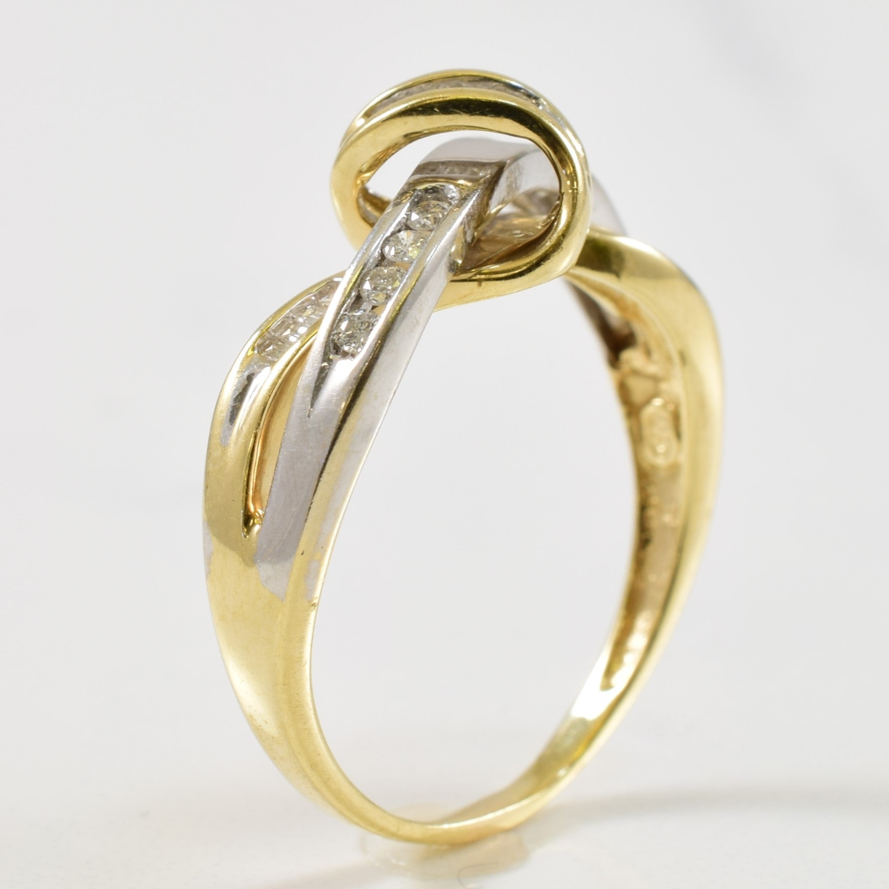 Two Tone Gold Diamond Knot Ring | 0.22ctw | SZ 8 |