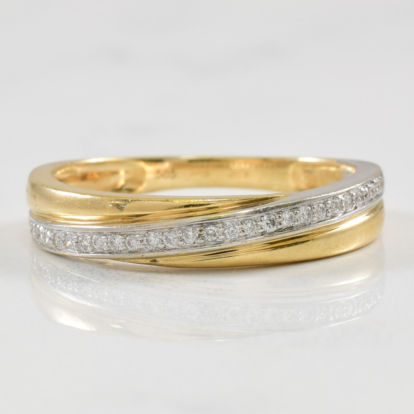 Bague croisée en or bicolore avec diamants | 0,09 ct | Taille 7,25 |