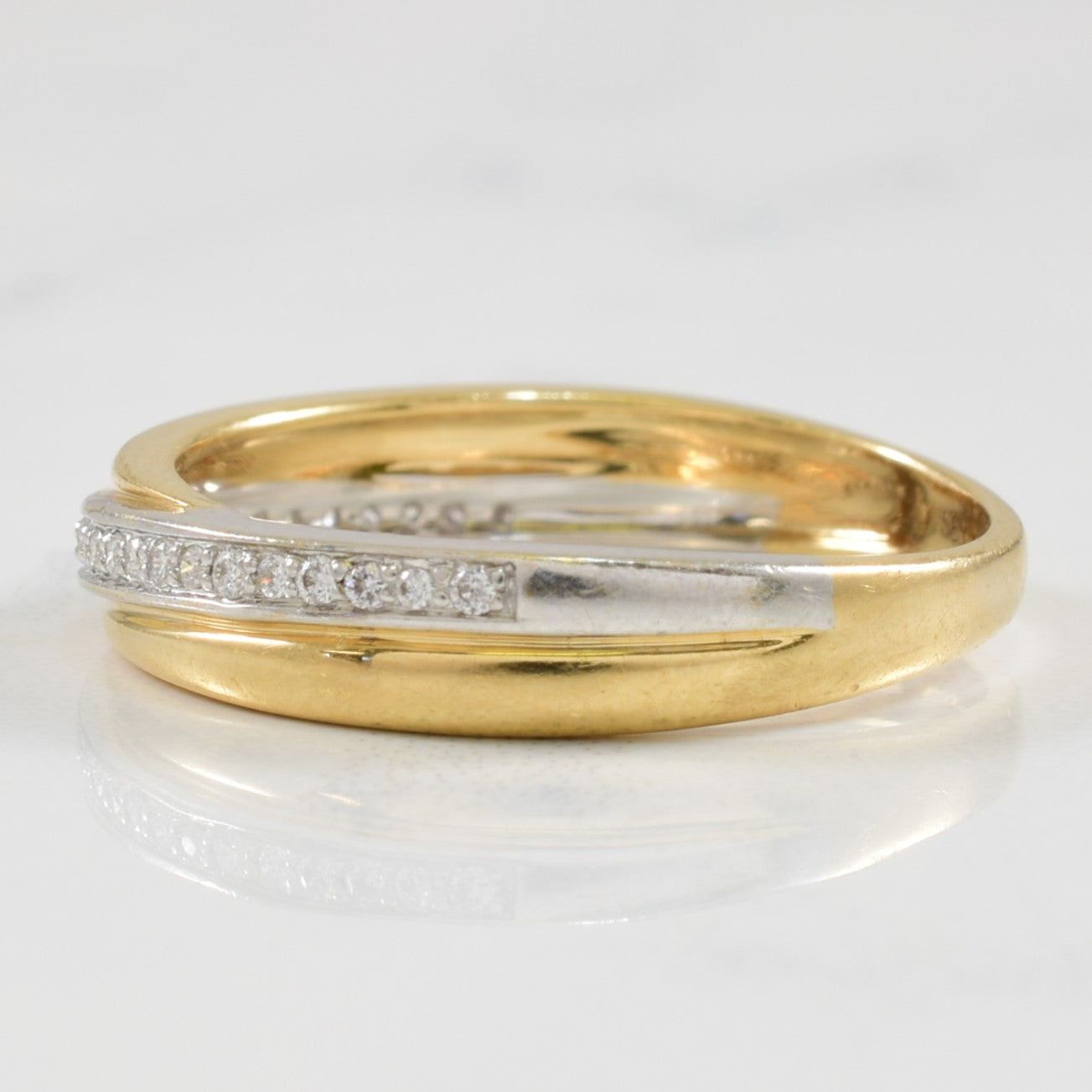 Bague croisée en or bicolore avec diamants | 0,09 ct | Taille 7,25 |