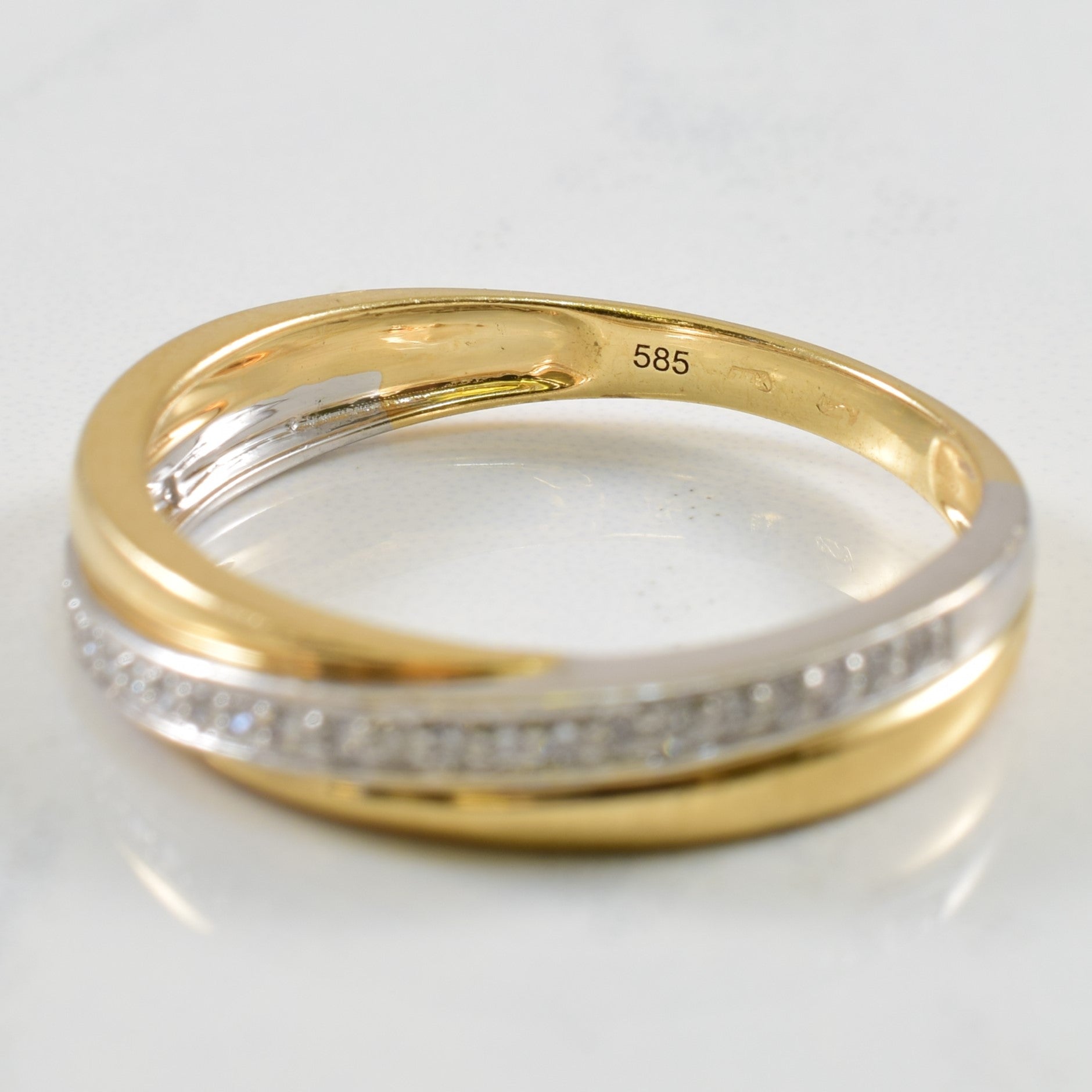 Bague croisée en or bicolore avec diamants | 0,09 ct | Taille 7,25 |