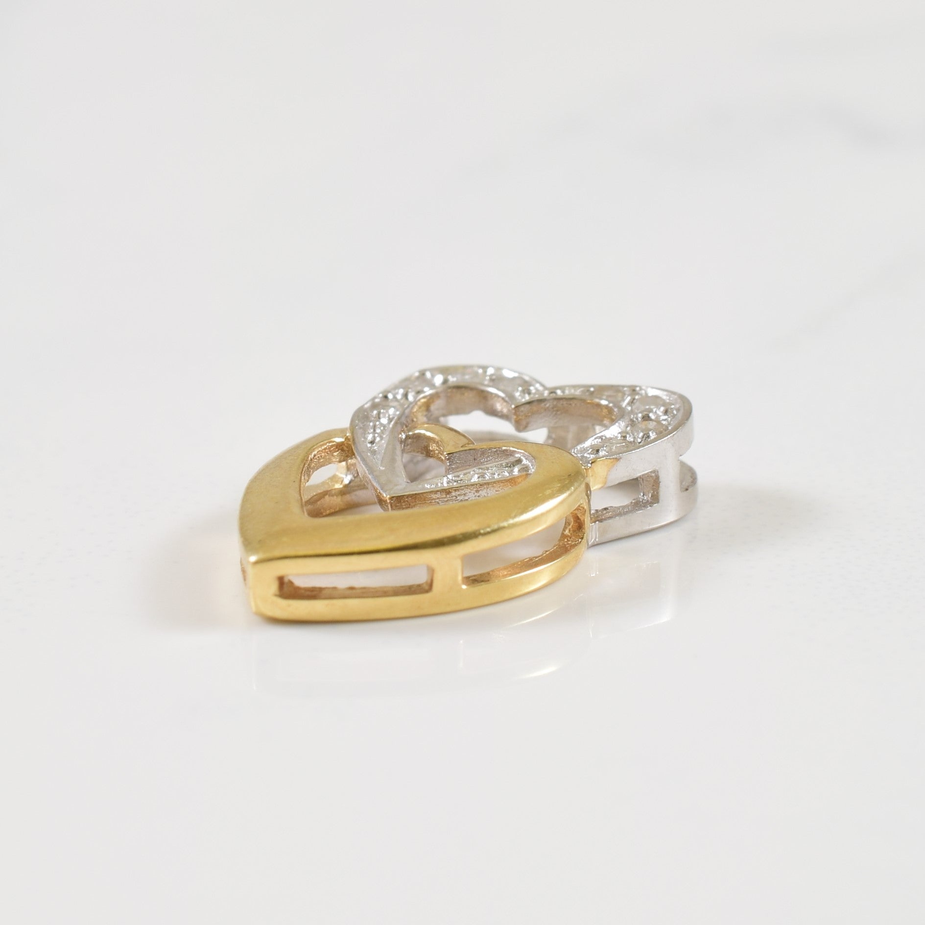 Dual Heart Two Tone Diamond Pendant | 0.04ctw |