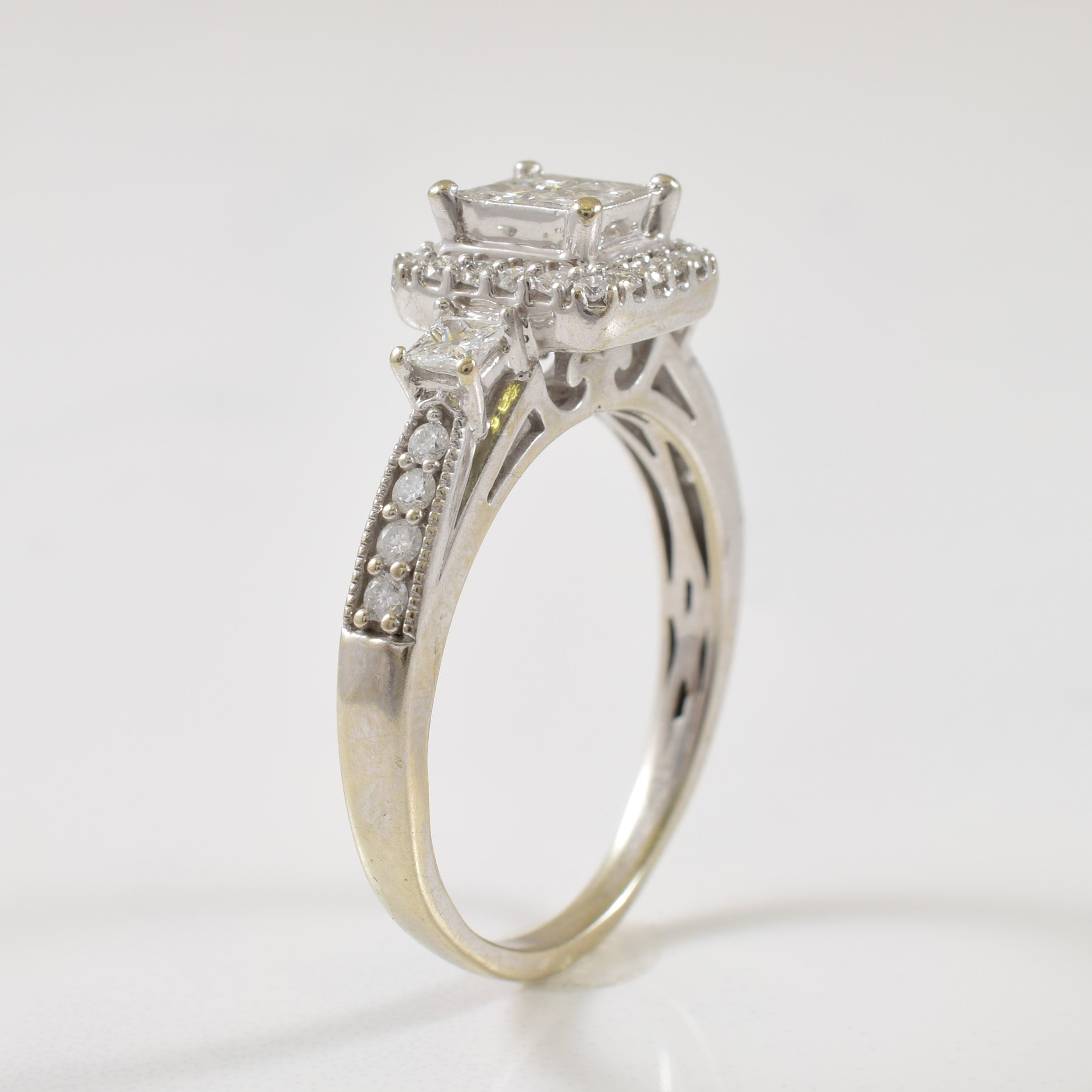 Diamond Halo Engagement Ring | 0.75ctw | SZ 8.25 |