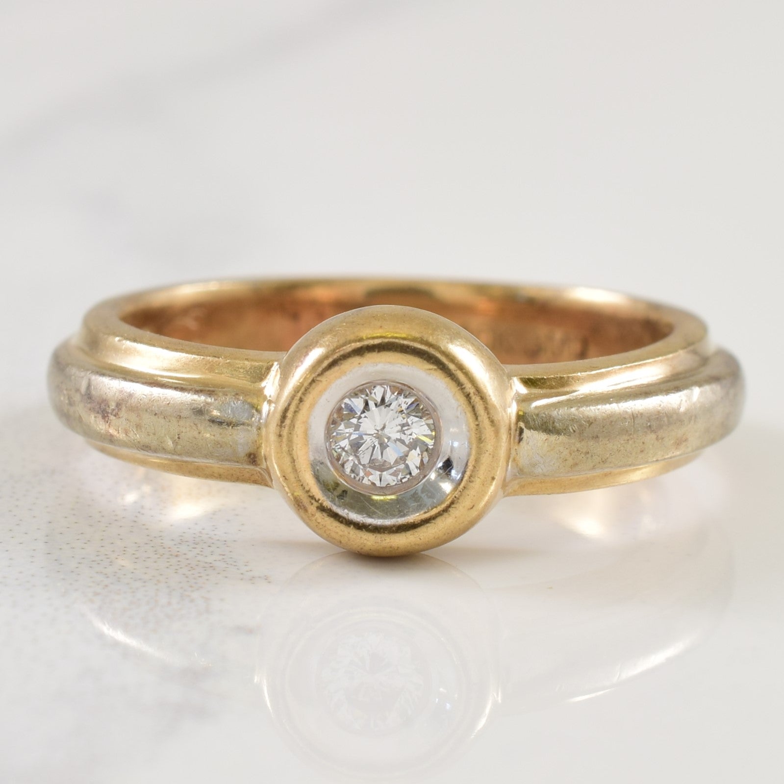 Bague en or bicolore sertie de diamants | 0,10 ct | Taille 5,25 |