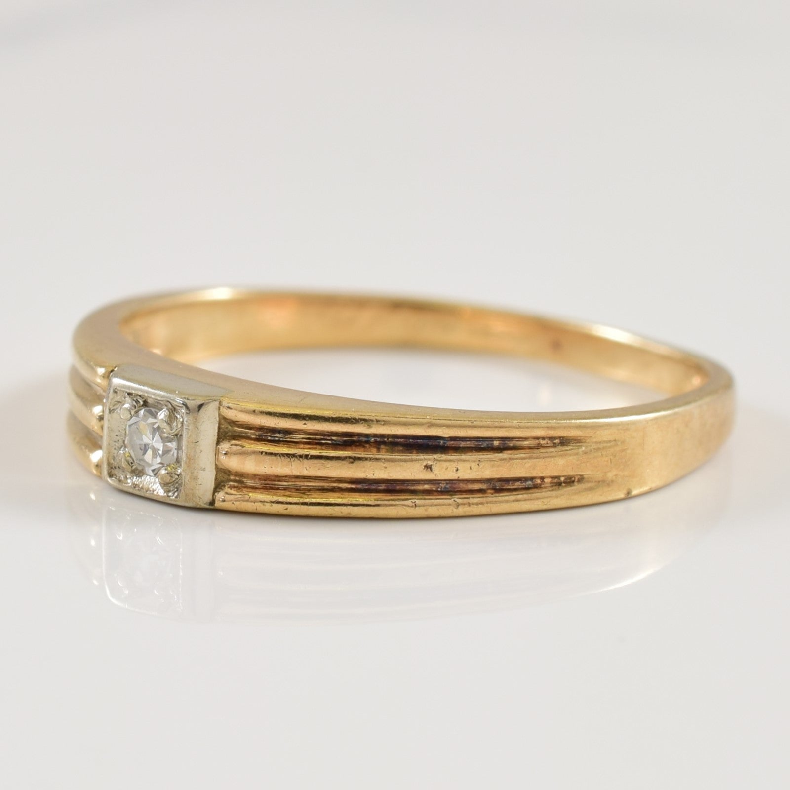 Solitaire Diamond Textured Ring | 0.03ctw | SZ 6.5 |