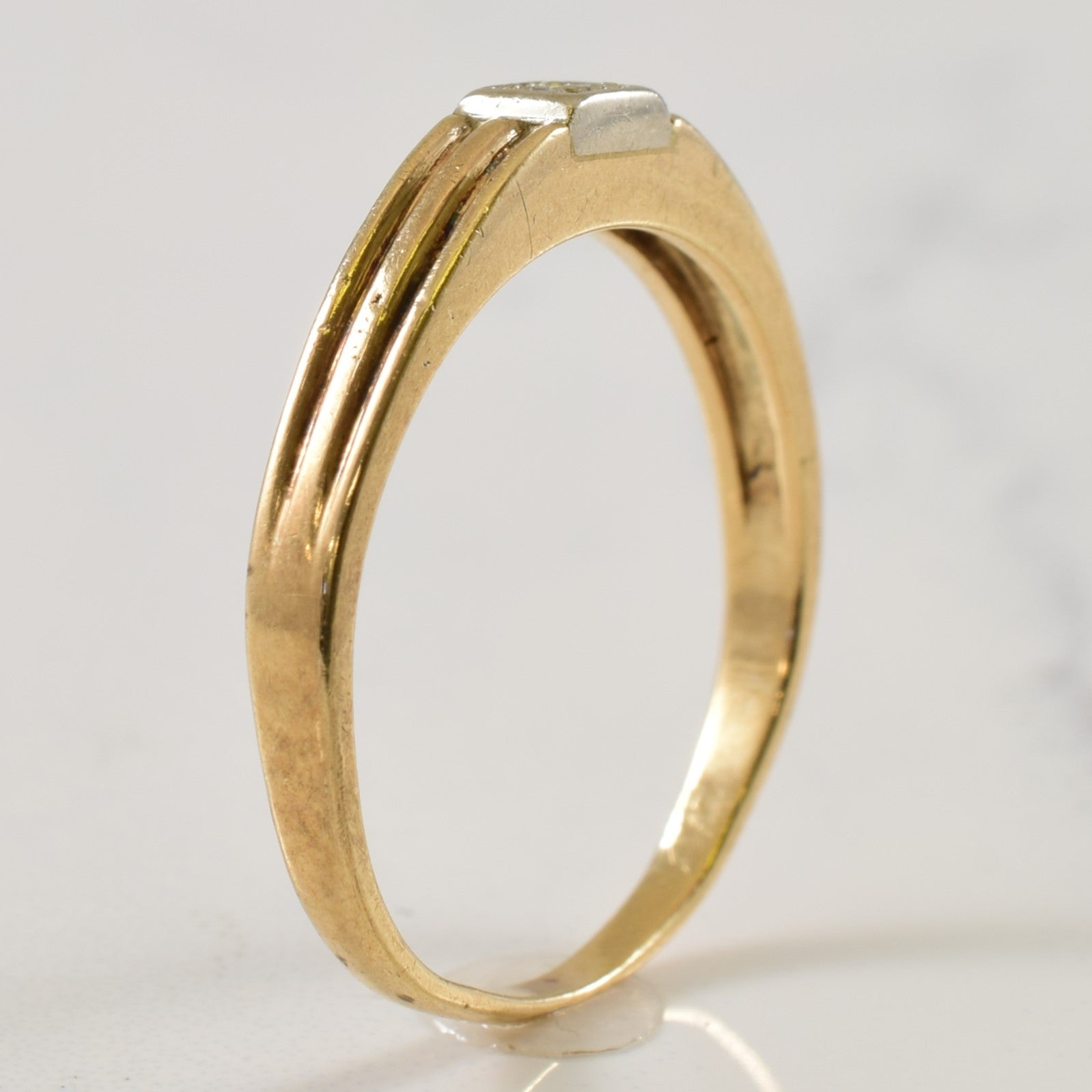 Solitaire Diamond Textured Ring | 0.03ctw | SZ 6.5 |