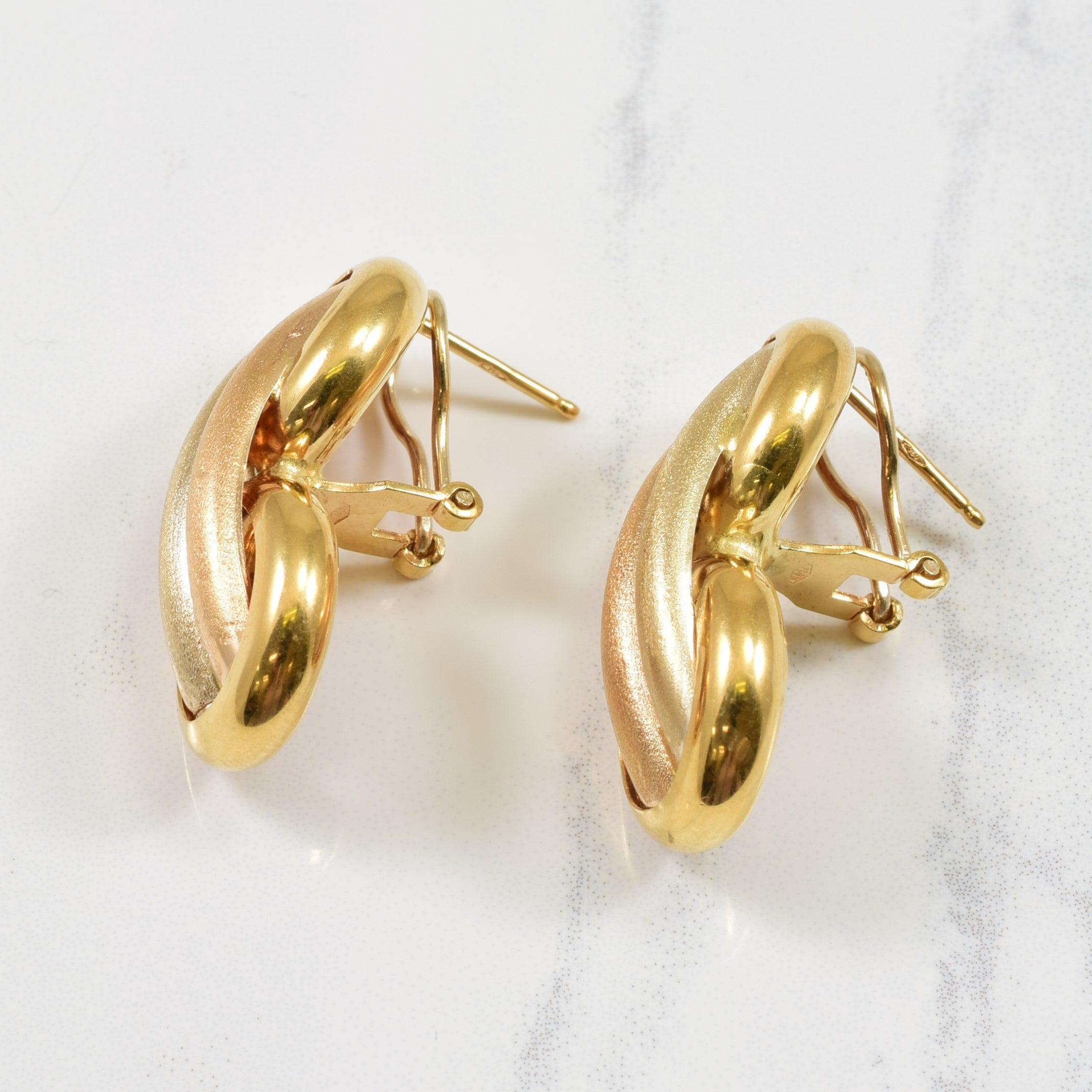 18k Two Tone Gold Statement Earrings