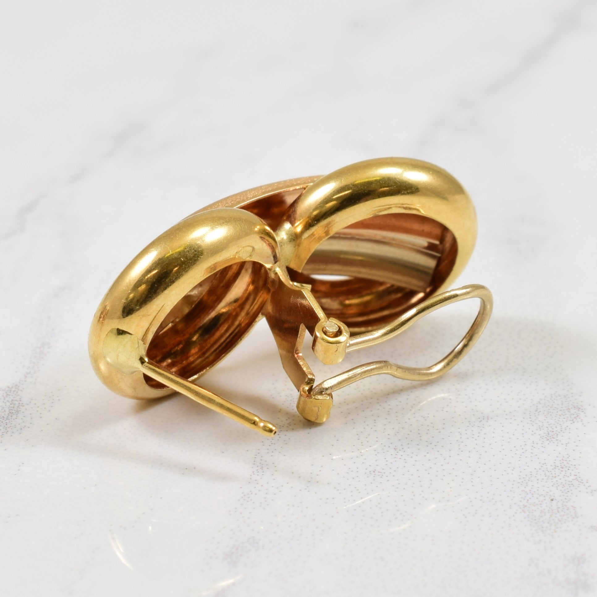 18k Two Tone Gold Statement Earrings