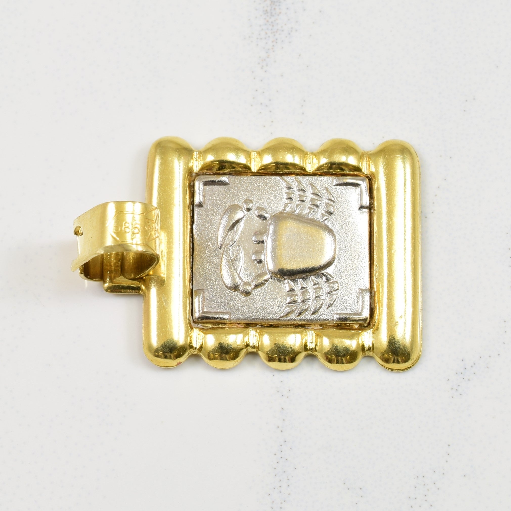 14k Two Tone Crab Pendant