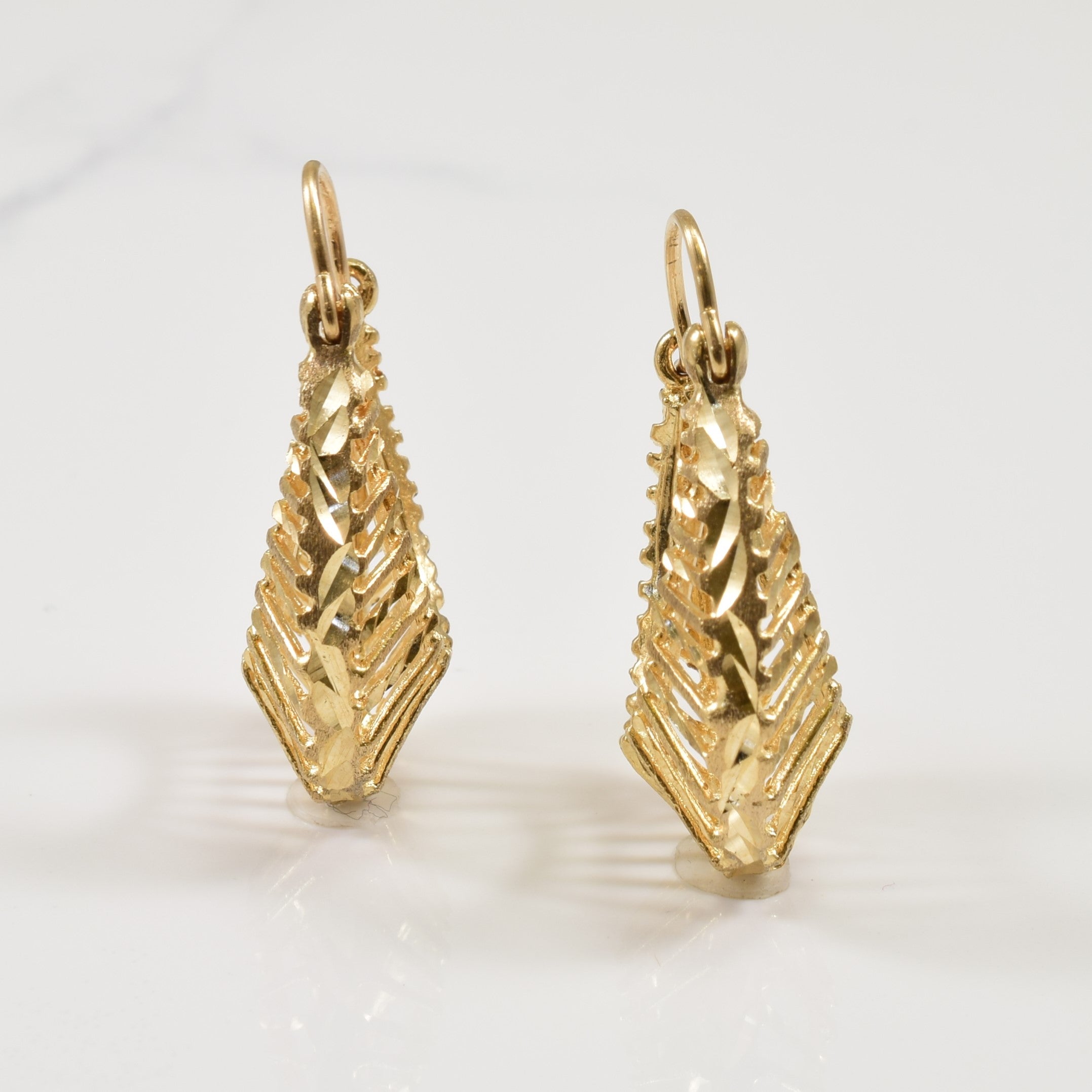 10k Yellow Gold Elongated Cage Hoops