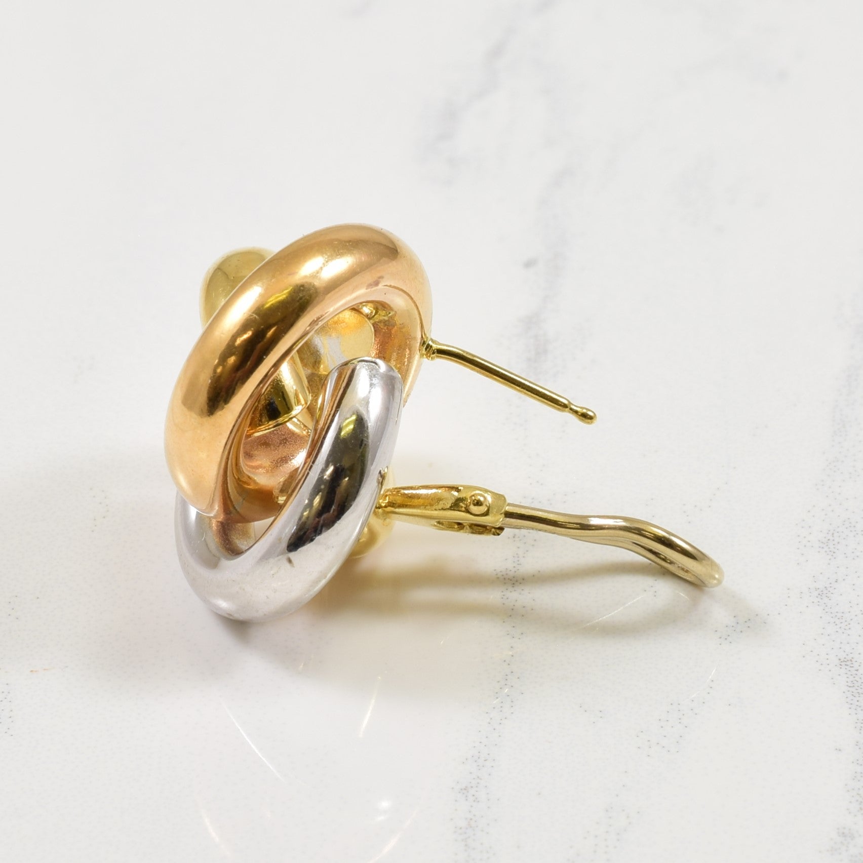 Birks' 18k Tri Toned Gold Interlocking Circle Earrings