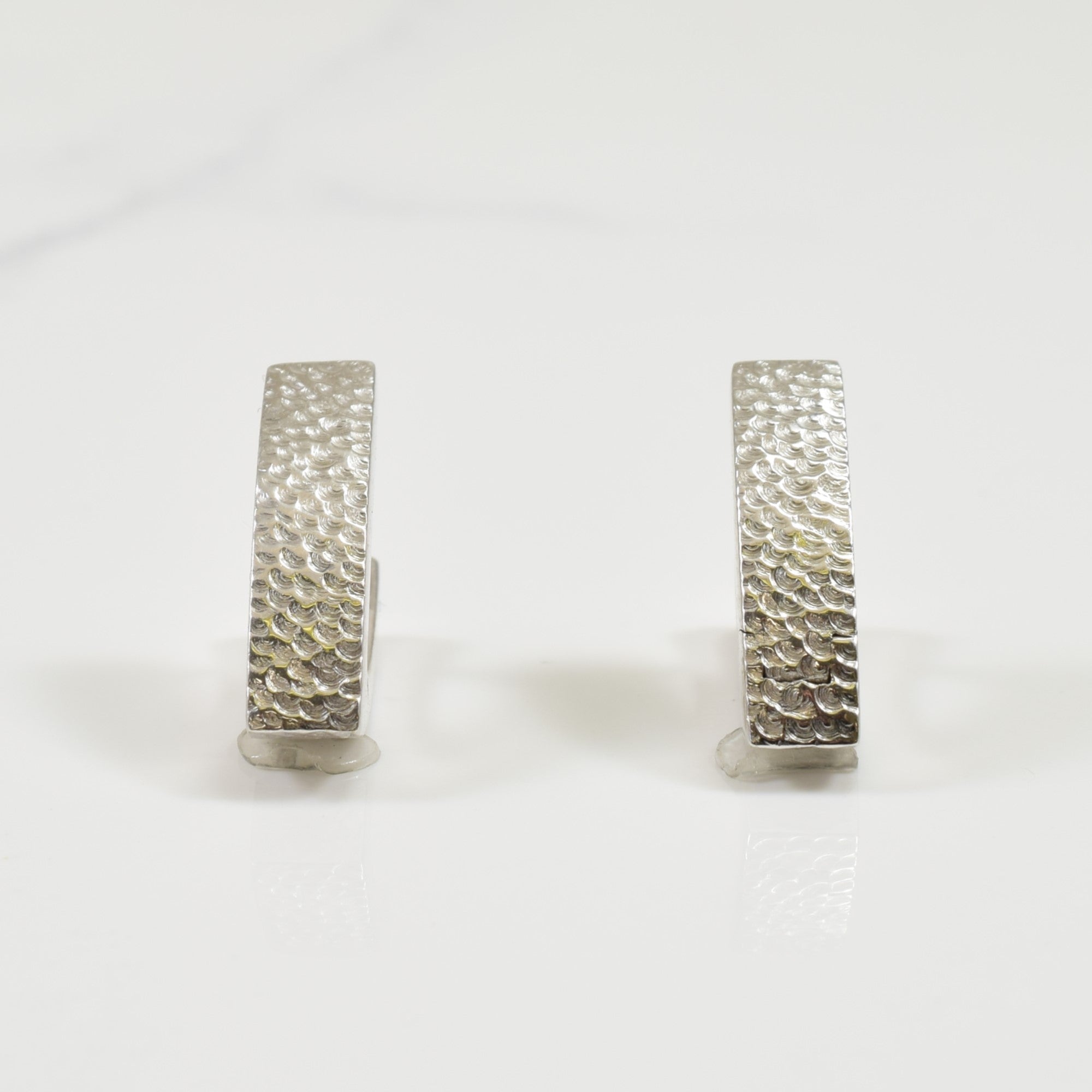 14k White Gold Pointed Hoop Earrings