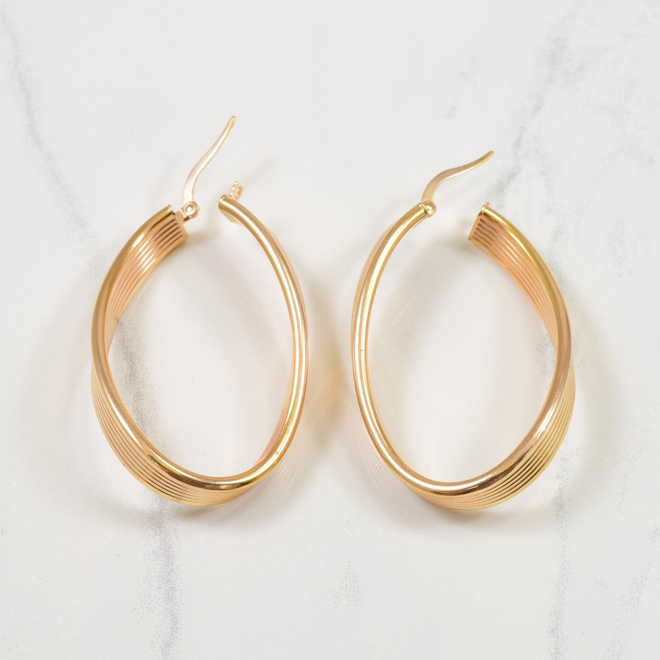 14k Rose Gold Elongated Hoop Earrings