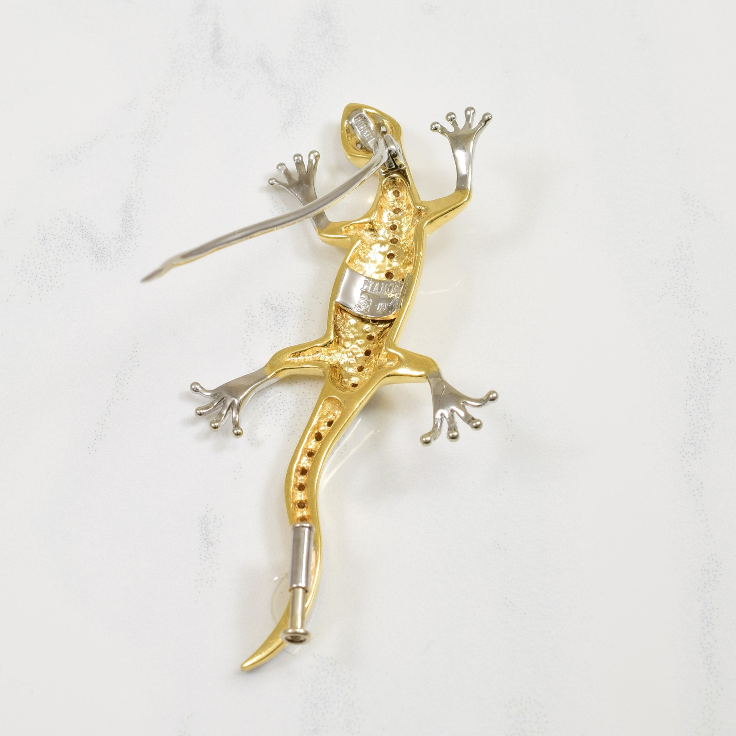 Diamond Two Tone Gecko Brooch | 0.34ctw |