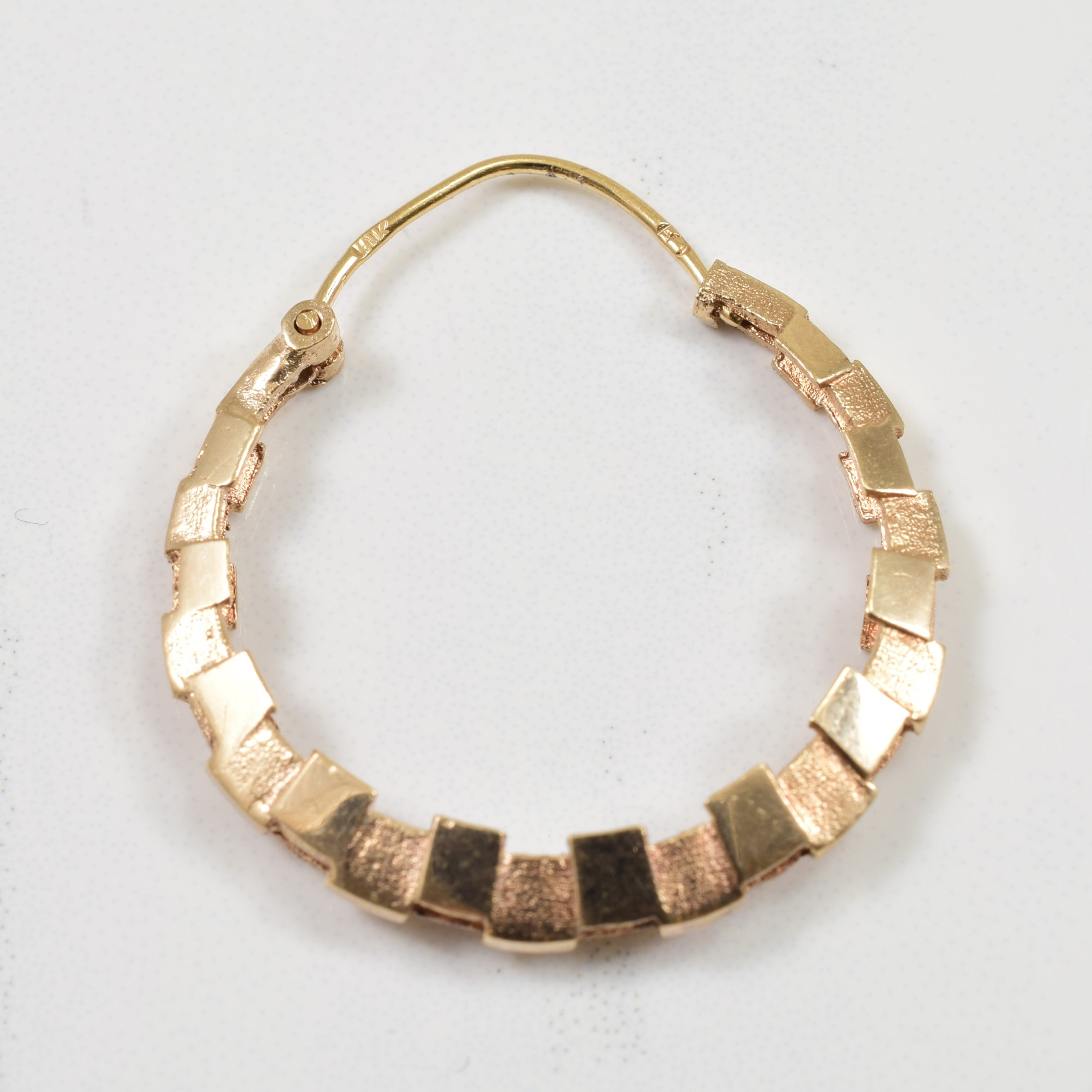 10k Yellow Gold Textured Hoop Earrings